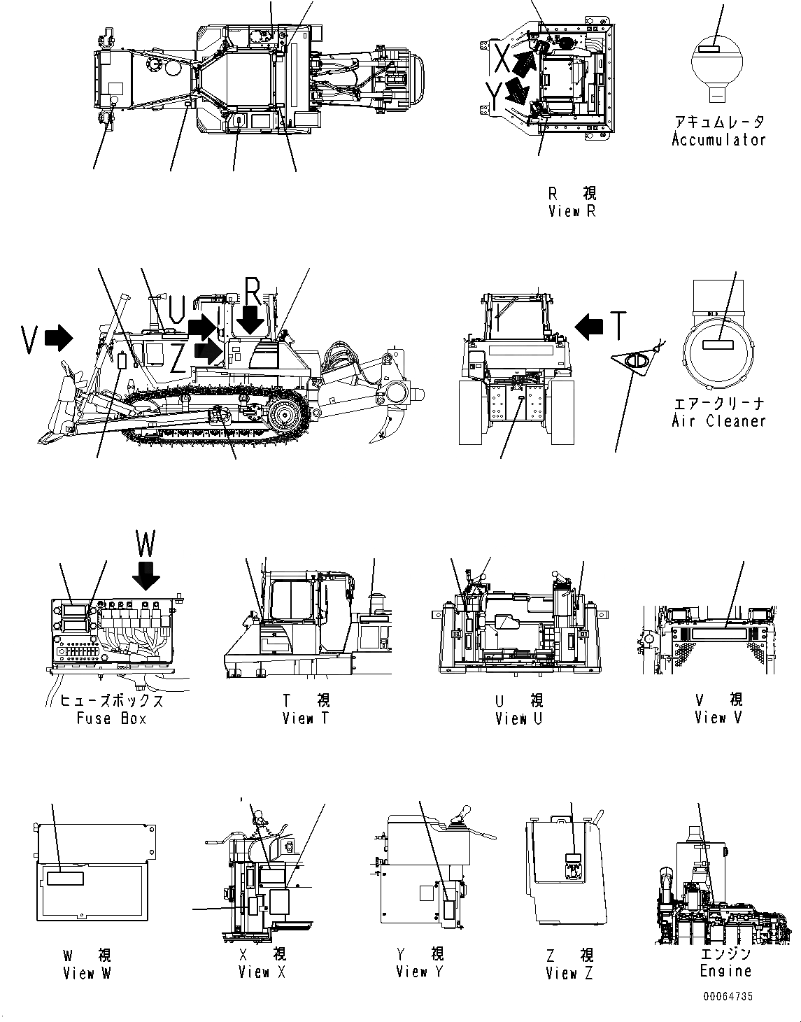 Схема запчастей Komatsu D155A-6R - MARKS И ТАБЛИЧКИS (№877-87) MARKS И ТАБЛИЧКИS, АНГЛ., ДЛЯ КАБИНА ROPS