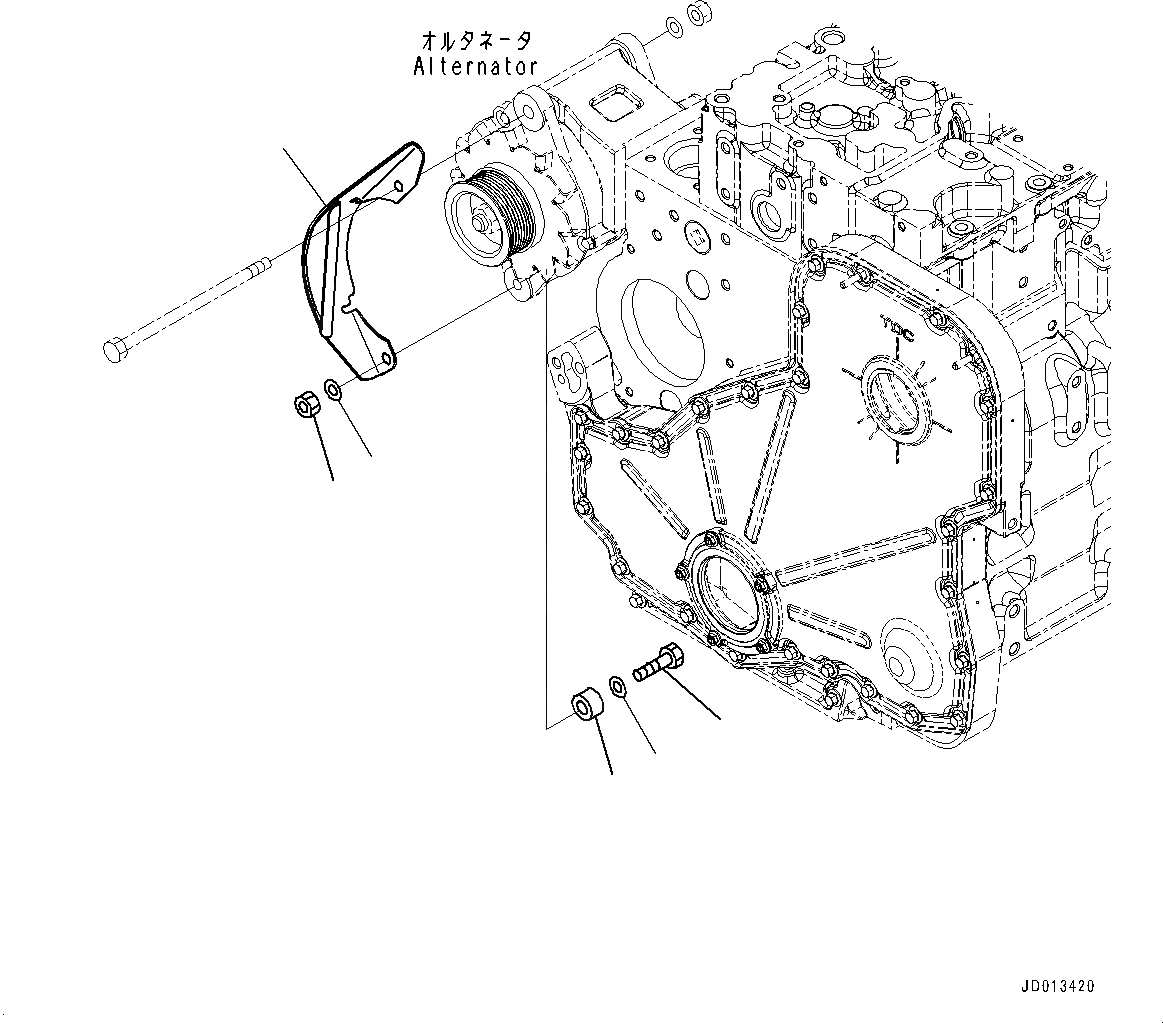 Схема запчастей Komatsu SAA6D114E-3C - ГЕНЕРАТОР КРЫШКА(№879-) ГЕНЕРАТОР COVER, 9AMP.