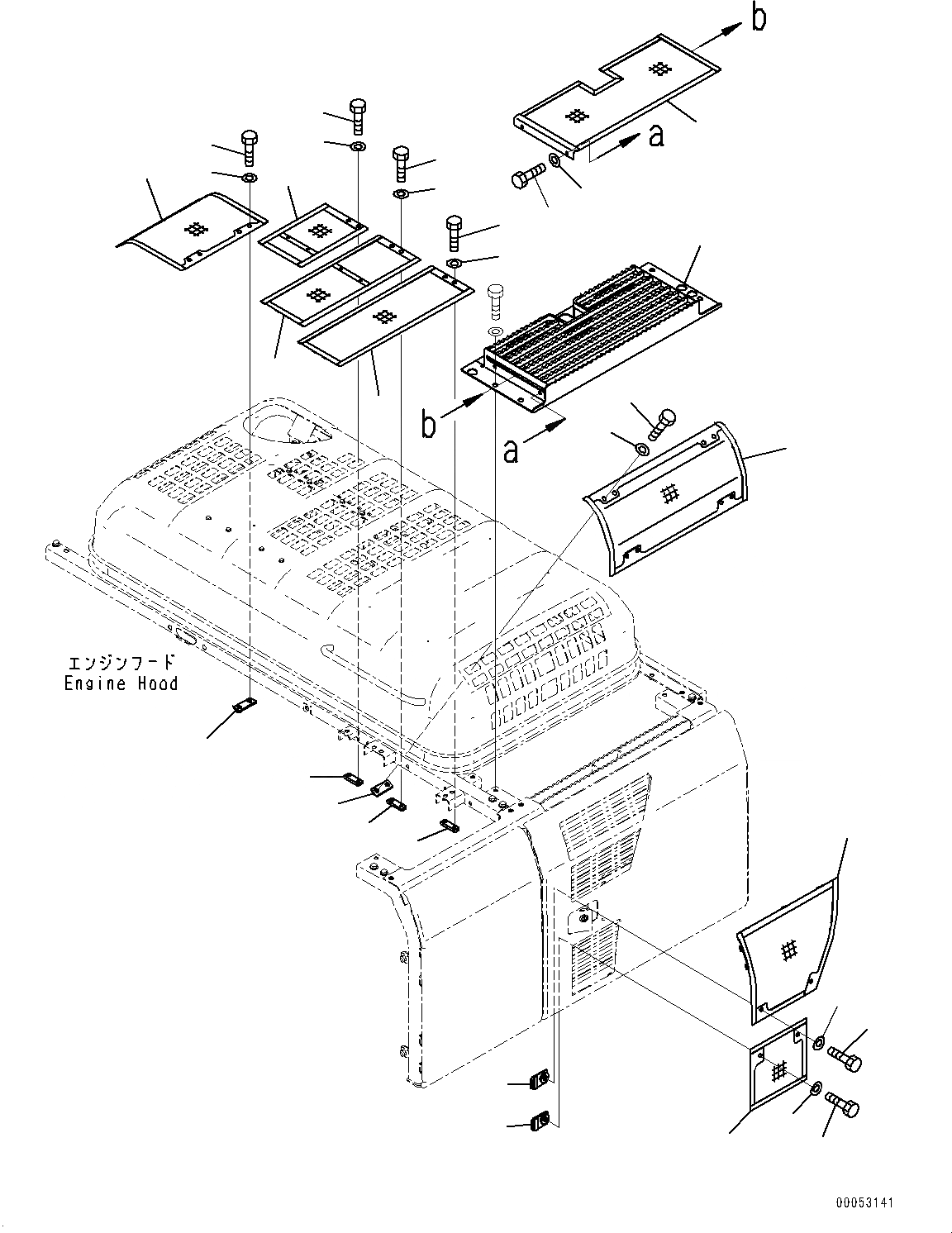 Схема запчастей Komatsu PC270-8 - КАПОТ, КАПОТ, NET (№7-) КАПОТ, С DUSTЗАЩИТА NET