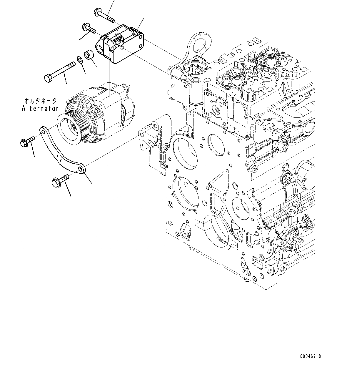 Схема запчастей Komatsu SAA6D107E-1E - КРЕПЛЕНИЕ ГЕНЕРАТОРА (№79-) КРЕПЛЕНИЕ ГЕНЕРАТОРА, AMP. AMP.