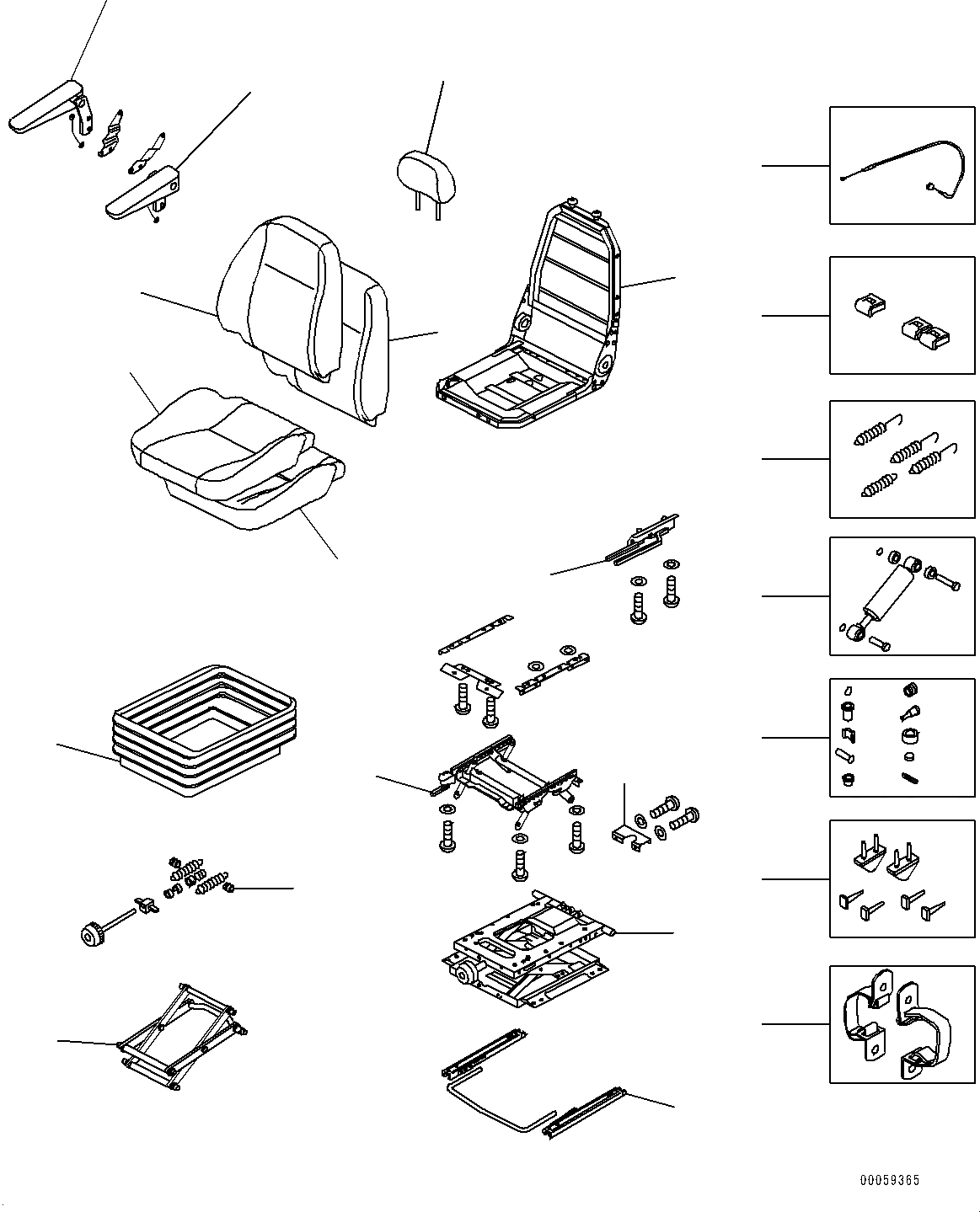Схема запчастей Komatsu PC138US-8 - СИДЕНЬЕ ОПЕРАТОРА, ВНУТР. ЧАСТИ (№-) СИДЕНЬЕ ОПЕРАТОРА, С ВОЗД. ПОДВЕСКОЙ СИДЕНЬЕ ОПЕРАТОРА
