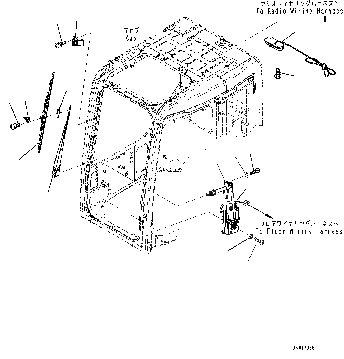 Схема запчастей Komatsu PC138US-8 - КАБИНА, ДВОРНИКИ И ОСВЕЩЕНИЕ (№988-) КАБИНА, ДВЕРЬ РАМА ТИП