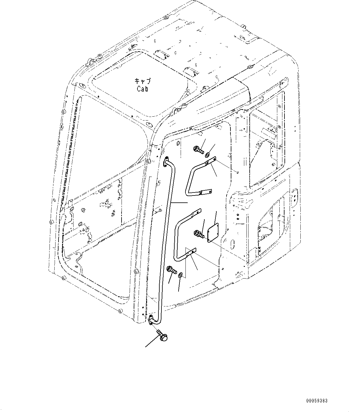 Схема запчастей Komatsu PC138US-8 - КАБИНА, РУЧКА (№-) КАБИНА, С DUSTЗАЩИТА COVER, С УДЛИНН. ВПУСК ВОЗДУХА