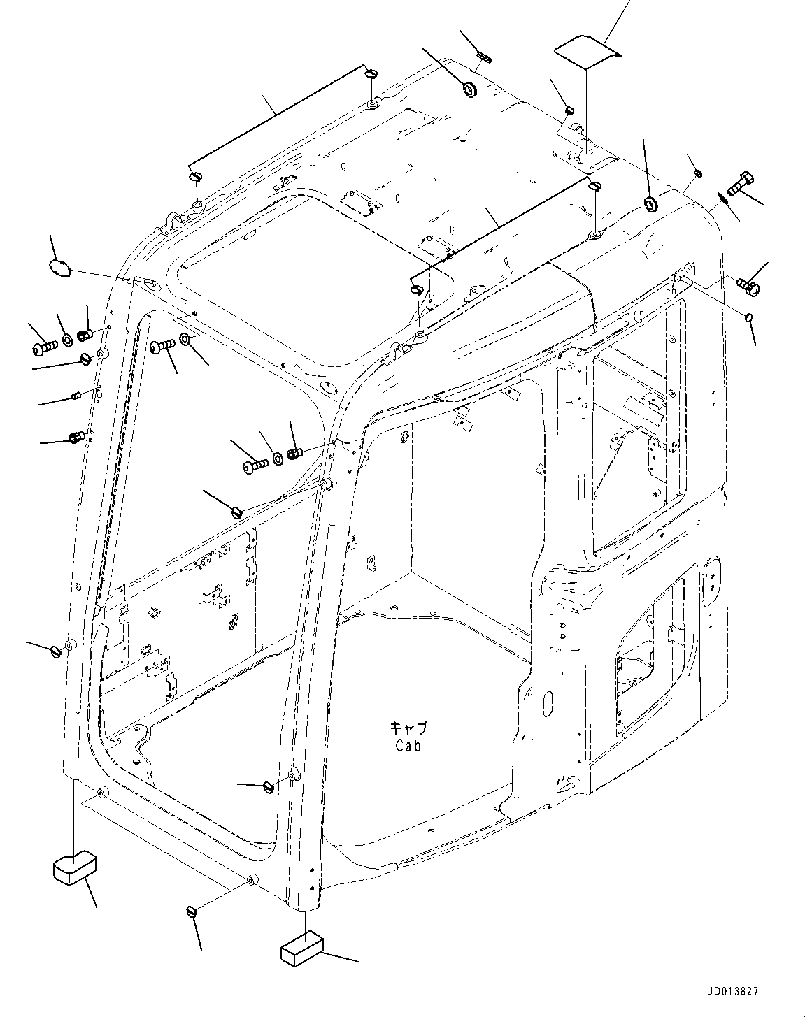 Схема запчастей Komatsu PC138US-8 - КАБИНА, ЗАГЛУШКА БОЛТ (№-) КАБИНА, С DUSTЗАЩИТА COVER, С УДЛИНН. ВПУСК ВОЗДУХА