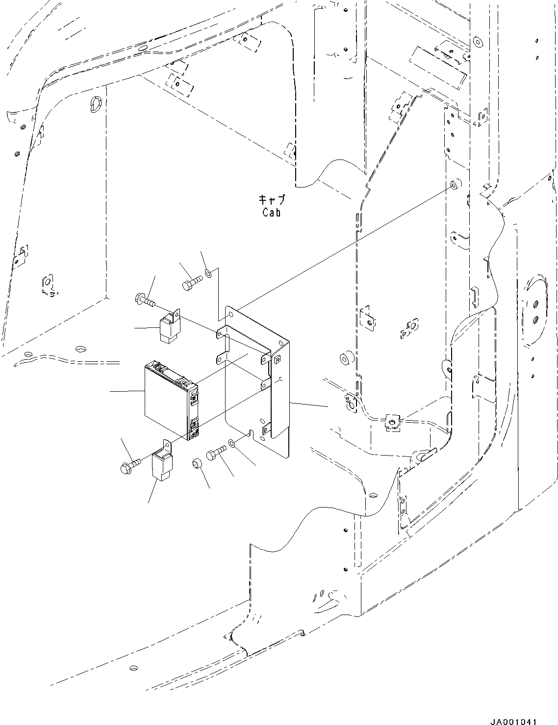 Схема запчастей Komatsu PC138US-8 - КАБИНА, SUB ПЛАСТИНА И РЕЛЕ (№-) КАБИНА, ПРАВ. РАМА ОКНА