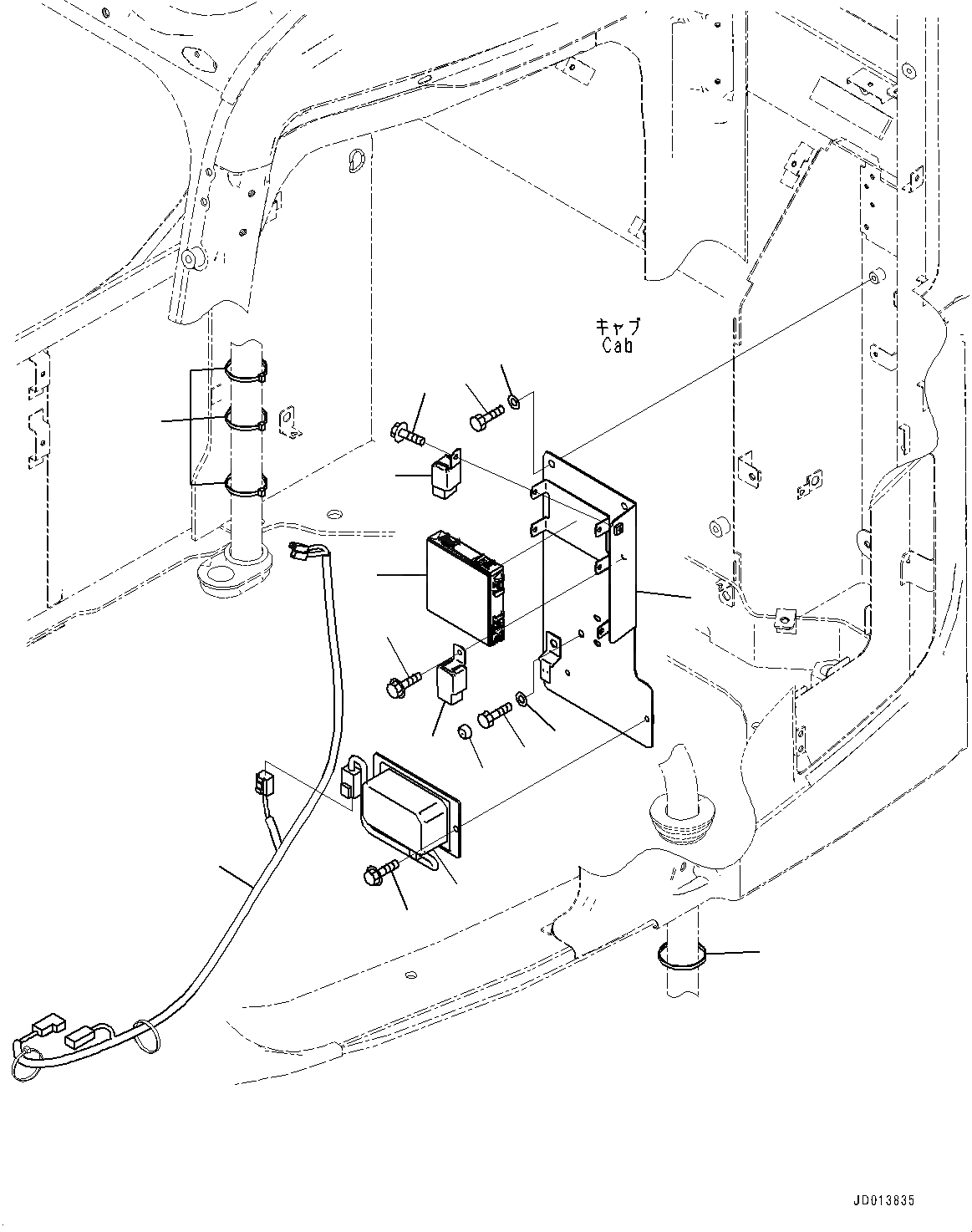 Схема запчастей Komatsu PC138US-8 - КАБИНА, SUB ПЛАСТИНА И РЕЛЕ (№-) КАБИНА, С DUSTЗАЩИТА COVER, С УДЛИНН. ВПУСК ВОЗДУХА