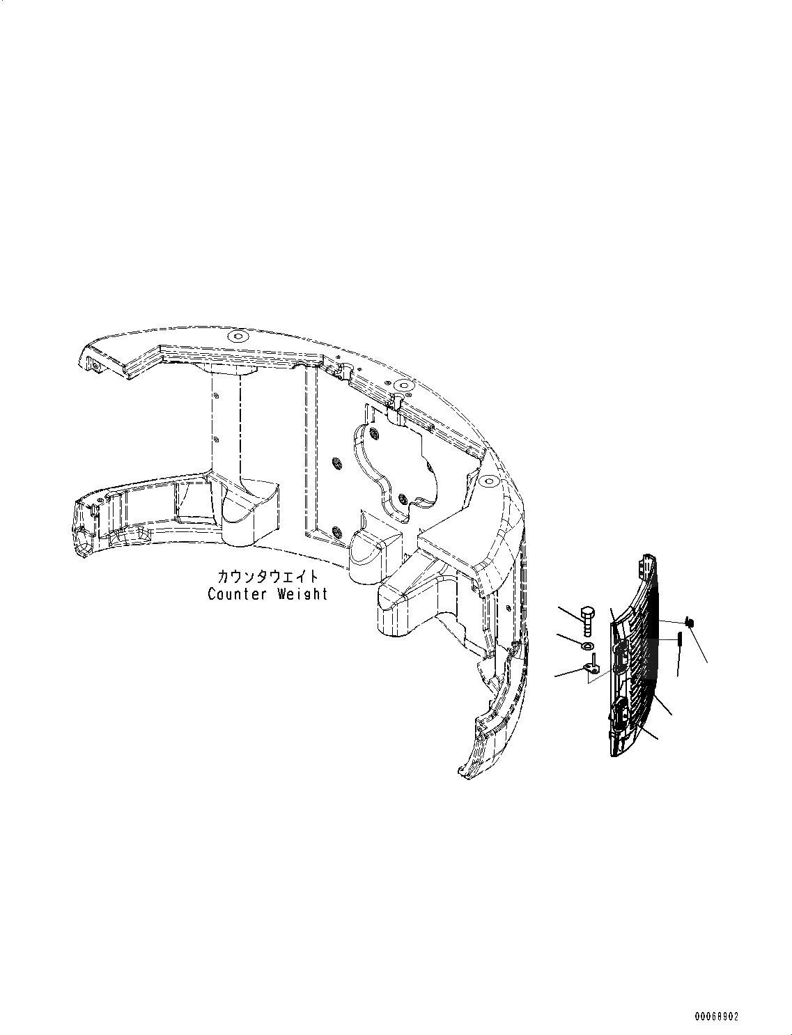 Схема запчастей Komatsu PC138US-8 - ЛЕВ. COVER, ПРОТИВОВЕС КРЫШКА(/) (№-) ЛЕВ. COVER