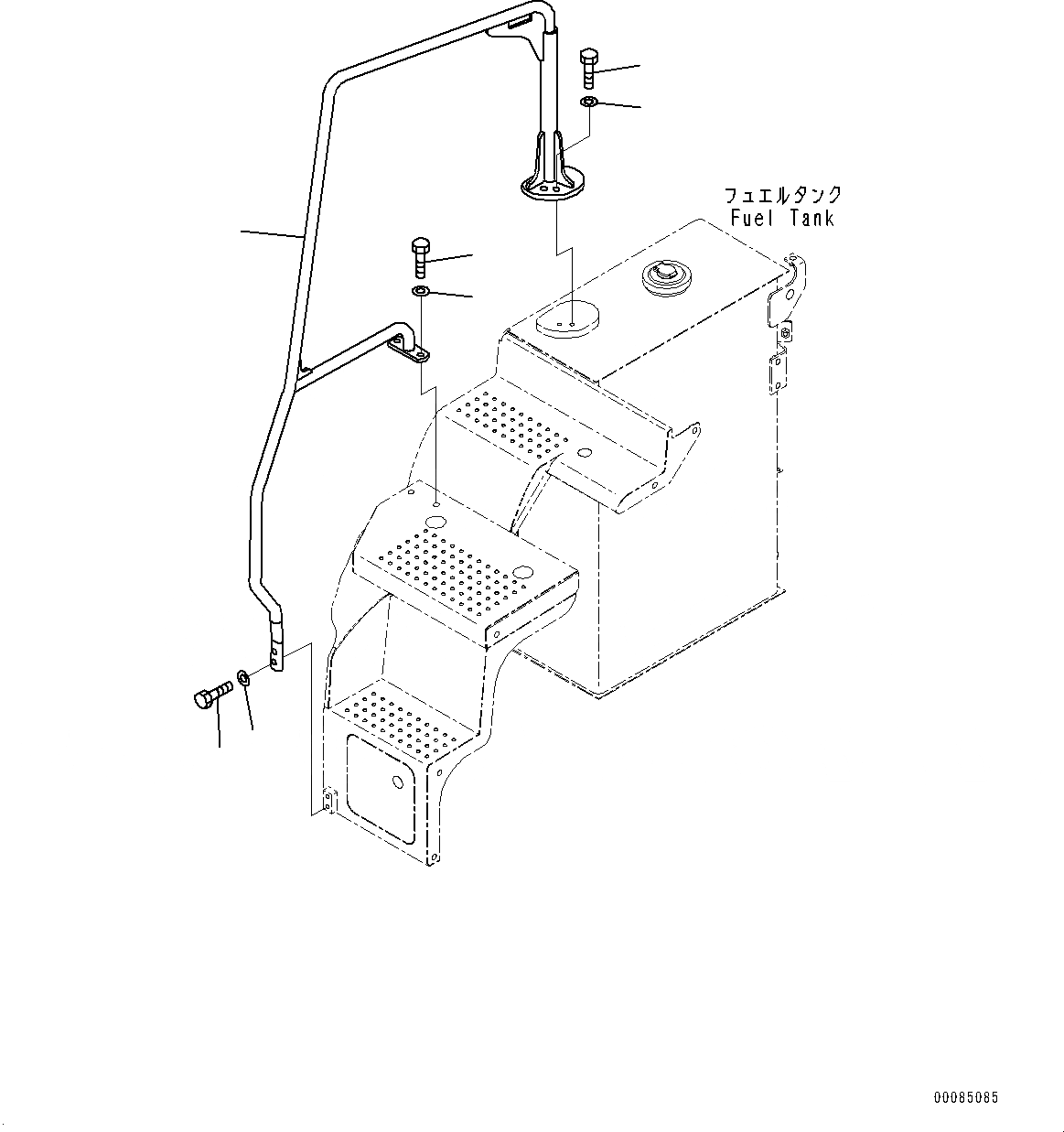 Схема запчастей Komatsu PC138US-8 - ПОРУЧНИ(№-) HANDRAIL, С ДВОЙН. OFFSET СТРЕЛА, СТУПЕНИ