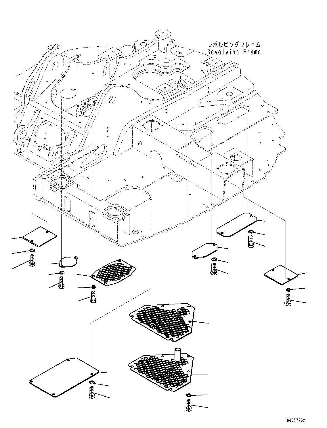 Схема запчастей Komatsu PC138US-8 - НИЖН. КРЫШКА (№-) НИЖН. КРЫШКА, УСИЛ.ENED