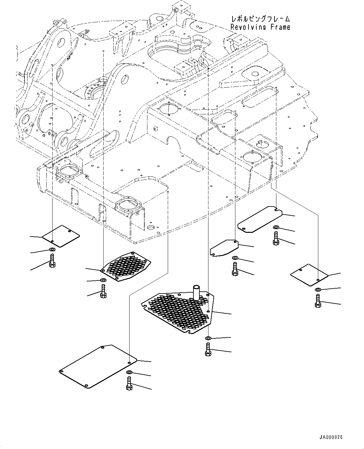 Схема запчастей Komatsu PC138US-8 - НИЖН. КРЫШКА (№-) НИЖН. КРЫШКА