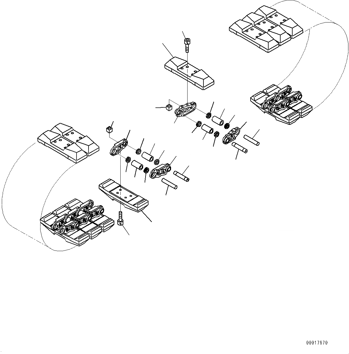 Схема запчастей Komatsu PC138US-8 - ГУСЕНИЦЫ ASSEMBLY (№-) ГУСЕНИЦЫ ASSEMBLY, РЕЗИН. ПОДУШКА SHOE, MM ШИР., СМАЗ. УПЛОТНЕНИЕED ТИП