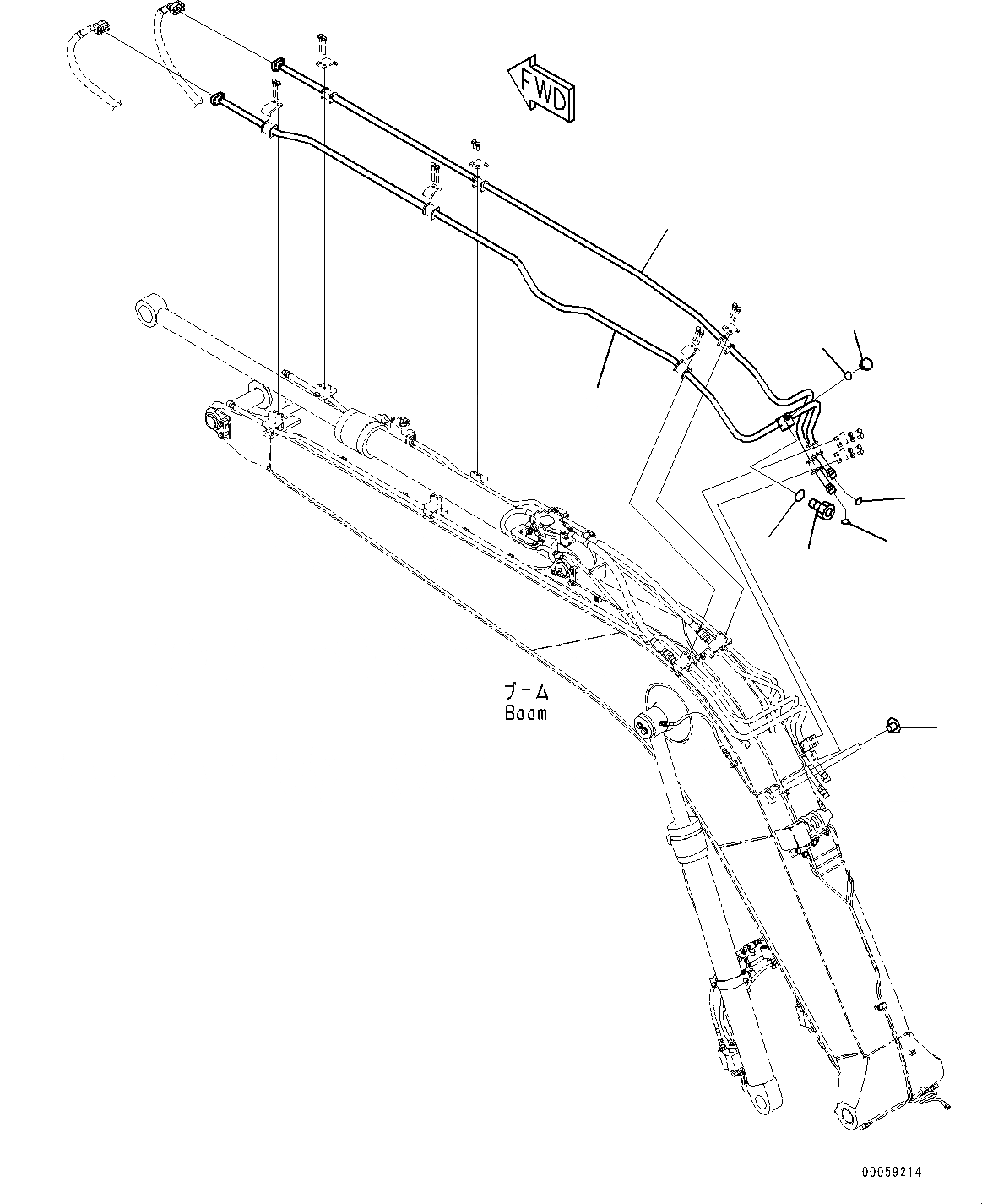 Схема запчастей Komatsu PC138US-8 - СТРЕЛА, ТРУБЫ СТРЕЛЫ (№-) СТРЕЛА, M, С -ДОПОЛН. АКТУАТОР ТРУБЫ