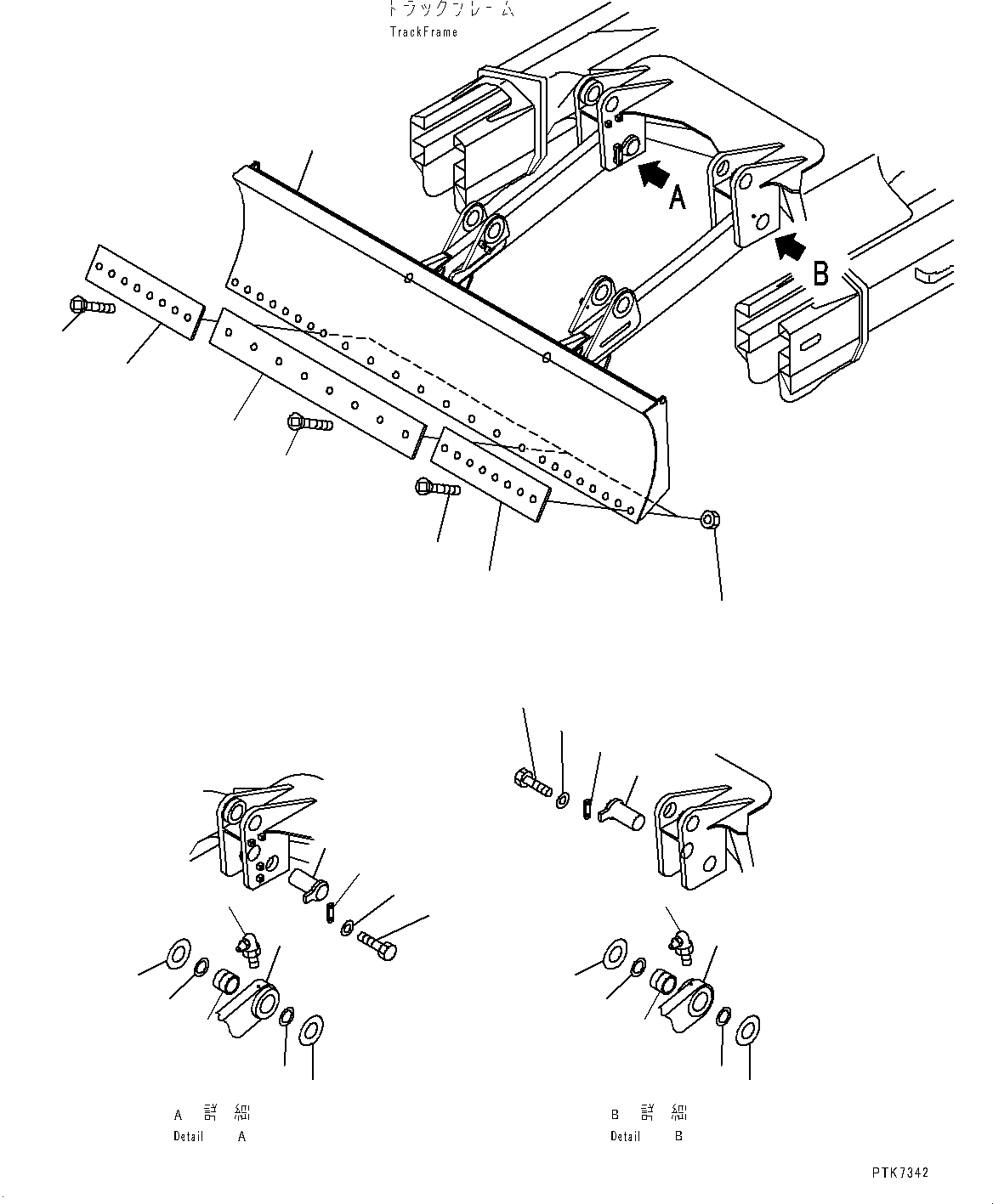 Схема запчастей Komatsu PC138US-8 - ОТВАЛ, (№-) ОТВАЛ, 8MM, С РЕЖУЩ. КРОМКОЙ НА БОЛТАХ