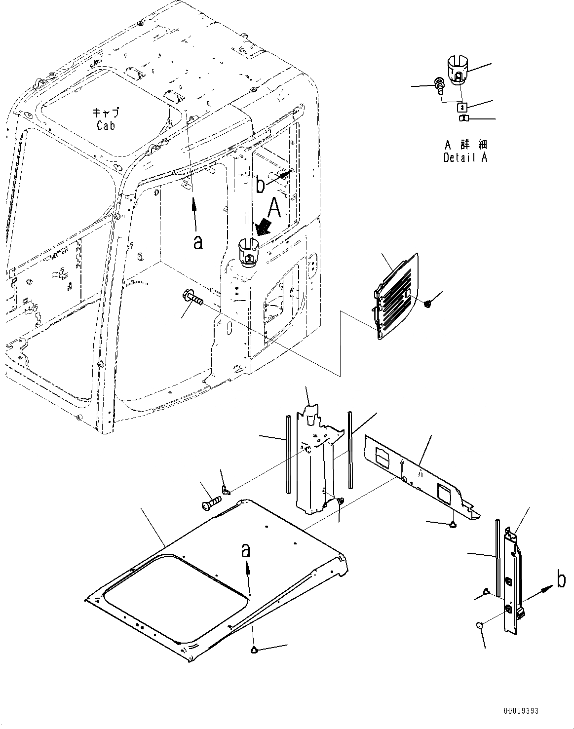 Схема запчастей Komatsu PC138US-8 - КАБИНА, КРЫША КРЫШКАAND ВПУСК ВОЗДУХА (№-) КАБИНА, ПРАВ. РАМА ОКНА, С VOLT POWER ВЫПУСКН., ДЛЯ СТРАН ЕС