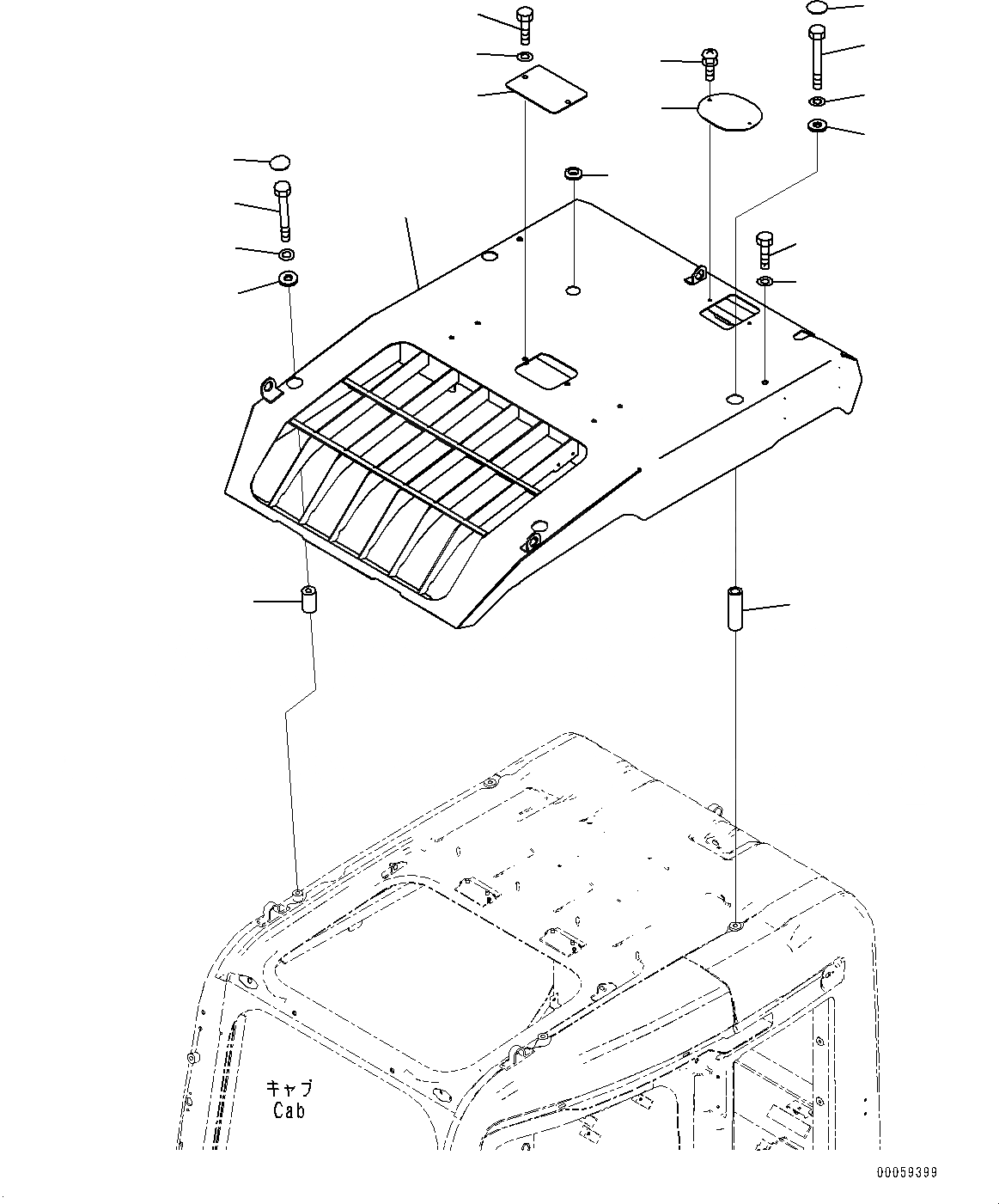 Схема запчастей Komatsu PC138US-8 - ВЕРХНЯЯ ЗАЩИТА (№-) ВЕРХНЯЯ ЗАЩИТА, УРОВЕНЬ 