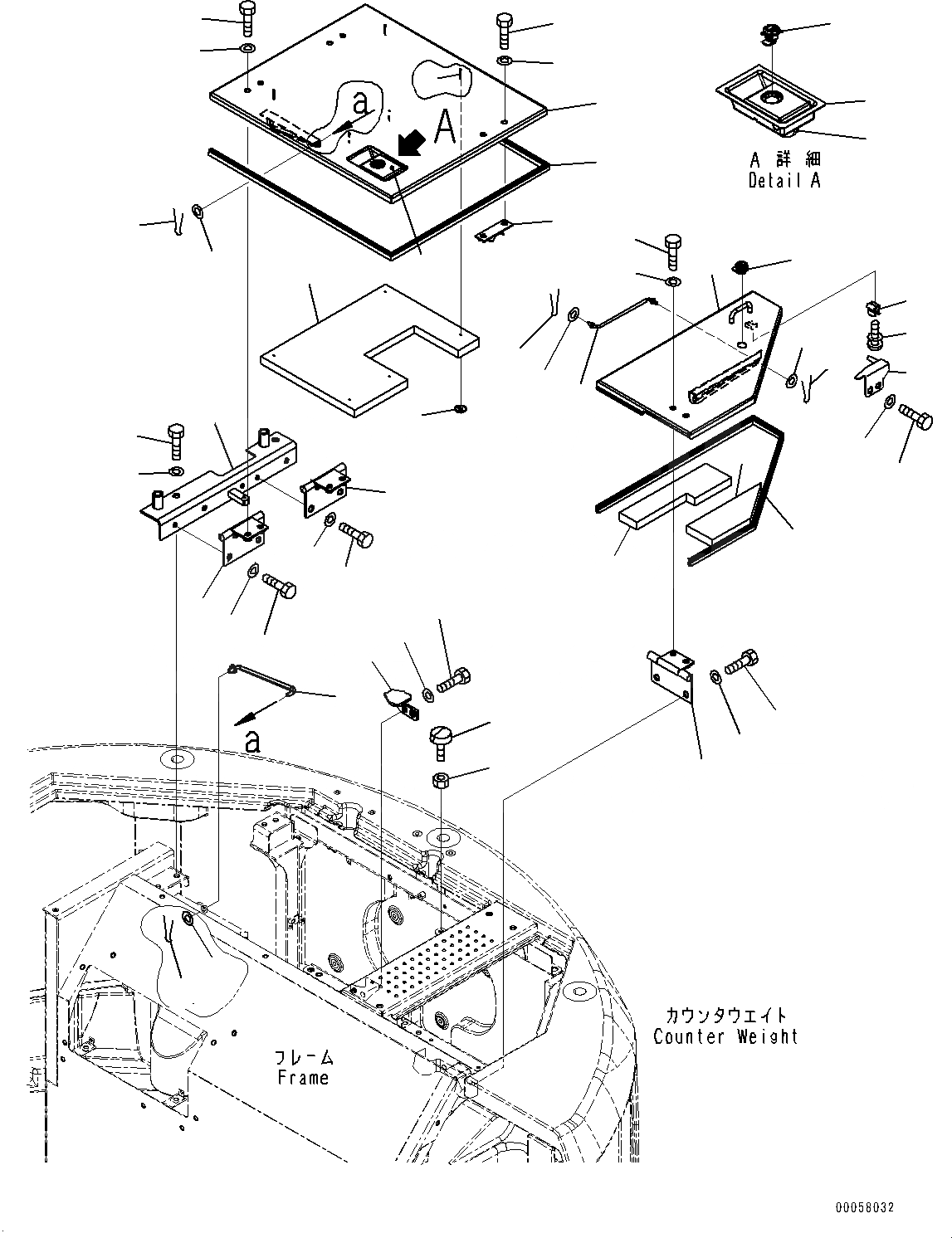 Схема запчастей Komatsu PC138US-8 - КАПОТ (№-) КАПОТ