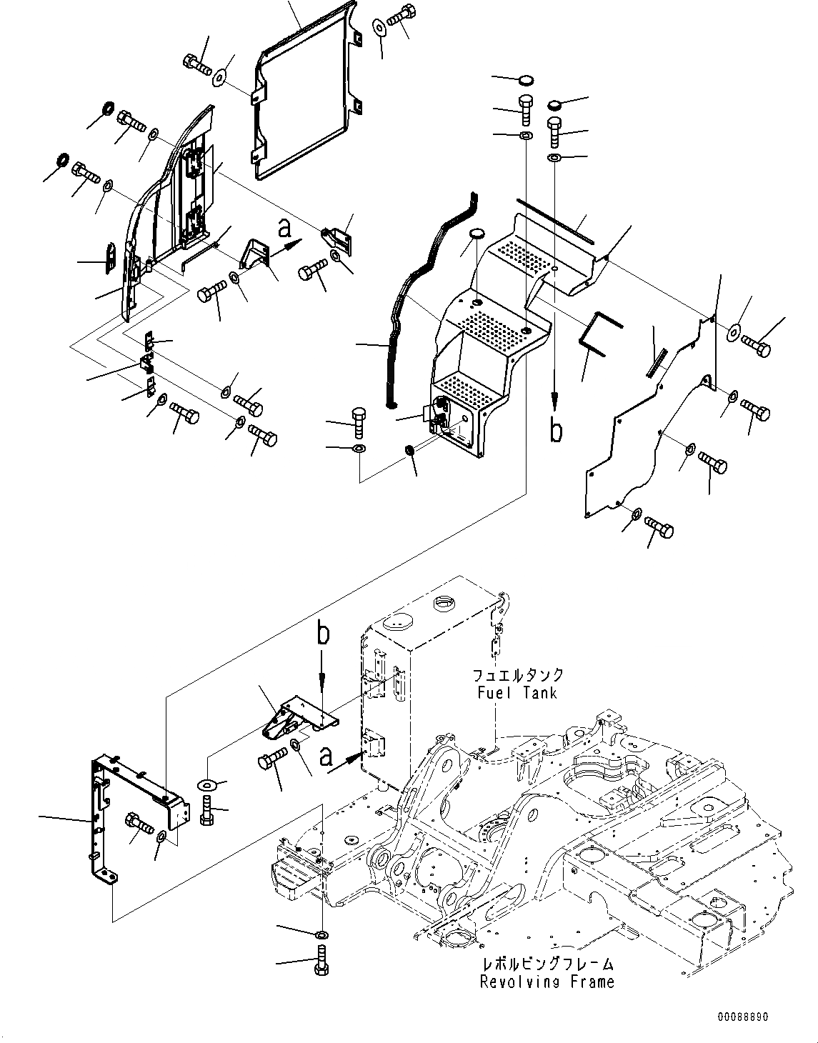 Схема запчастей Komatsu PC138US-8 - ПЕРЕДН. КРЫШКА(№-) ПЕРЕДН. COVER, ЕС СТУПЕНИ СПЕЦ-Я.