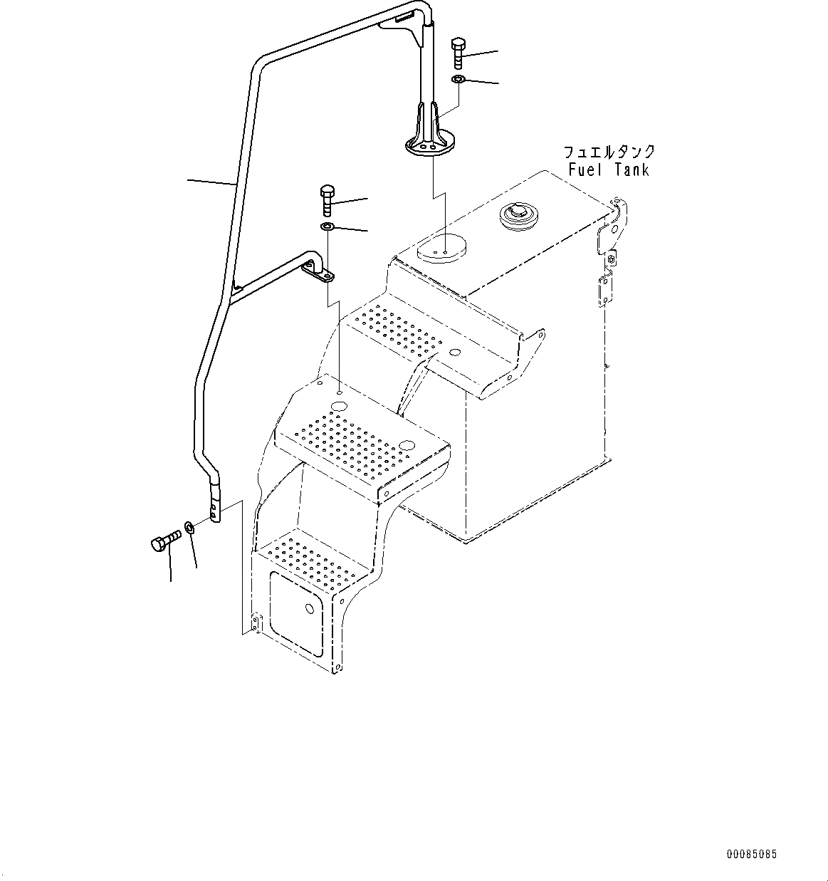 Схема запчастей Komatsu PC138US-8 - ПОРУЧНИ(№-) HANDRAIL, С ДВОЙН. OFFSET СТРЕЛА, СТУПЕНИ