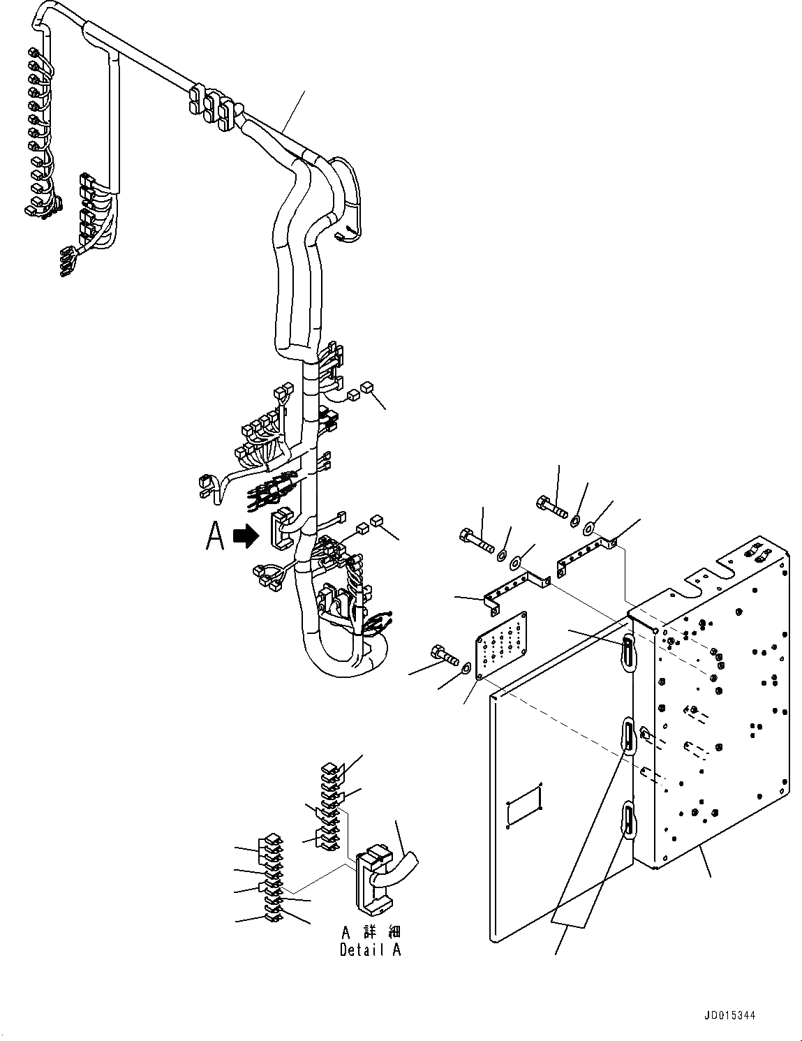 Схема запчастей Komatsu PC2000-8 - ЭЛЕКТРИКА, КАБИНА ОСНОВ., ПРОВОДКА И КОРПУС (№9-) ЭЛЕКТРИКА, БЕЗ ПРЯМАЯ ЛОПАТА CONFIGURATION