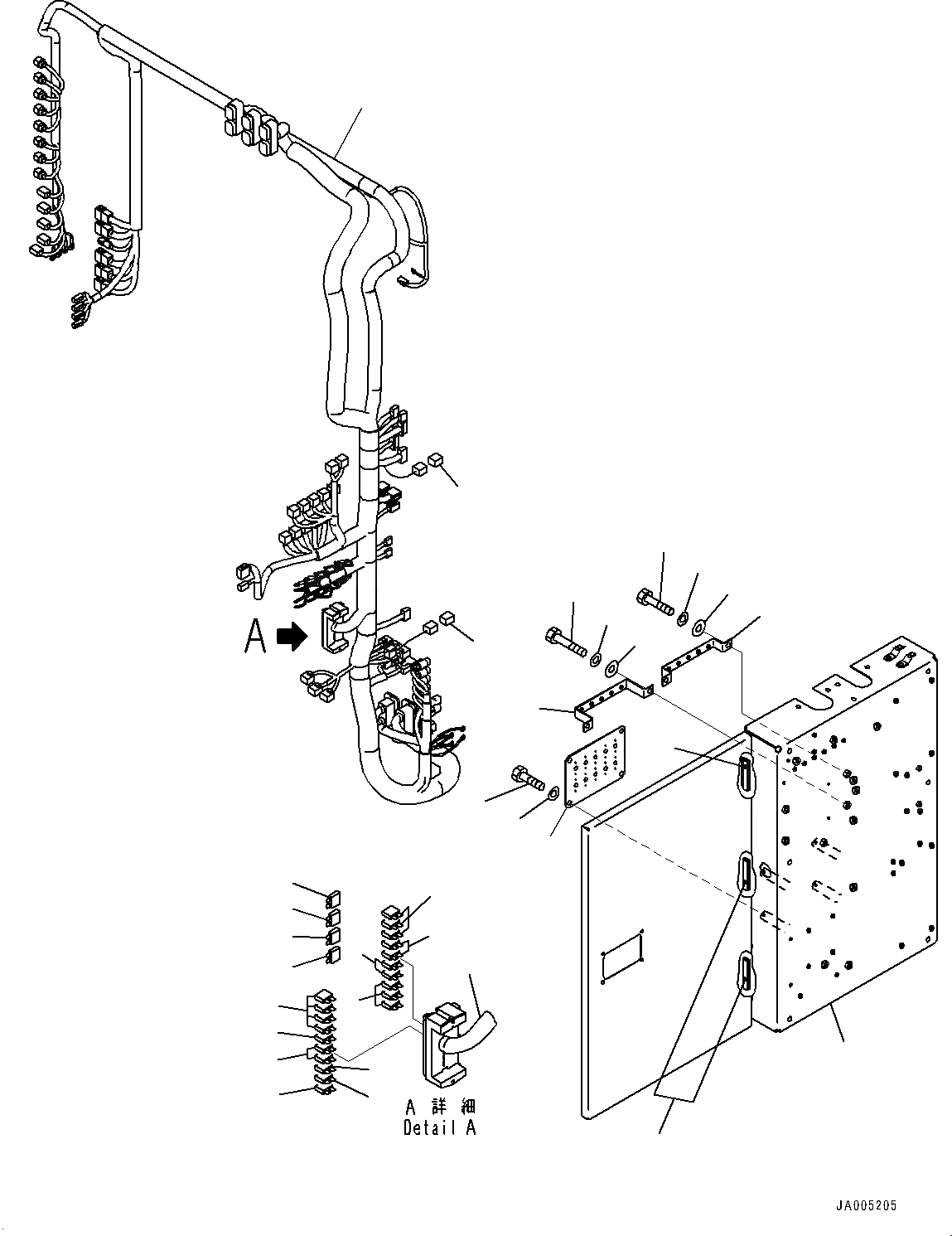 Схема запчастей Komatsu PC2000-8 - ЭЛЕКТРИКА, КАБИНА ОСНОВ., ПРОВОДКА И КОРПУС (№9-) ЭЛЕКТРИКА, ВЫС. INTENSITY DISПОДАЧА(HID) ОСВЕЩЕНИЕ, ЛЕСТНИЦА