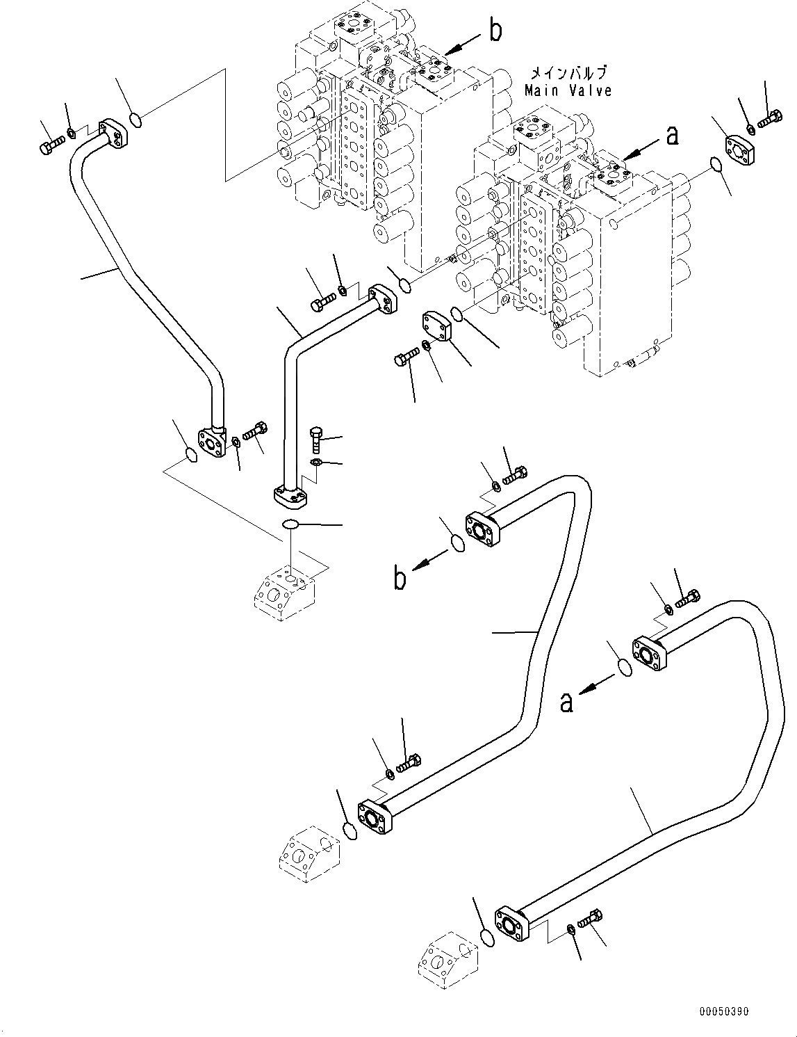 Схема запчастей Komatsu PC2000-8 - РУКОЯТЬ ТРУБЫ, ТРУБЫ (№9-) РУКОЯТЬ ТРУБЫ