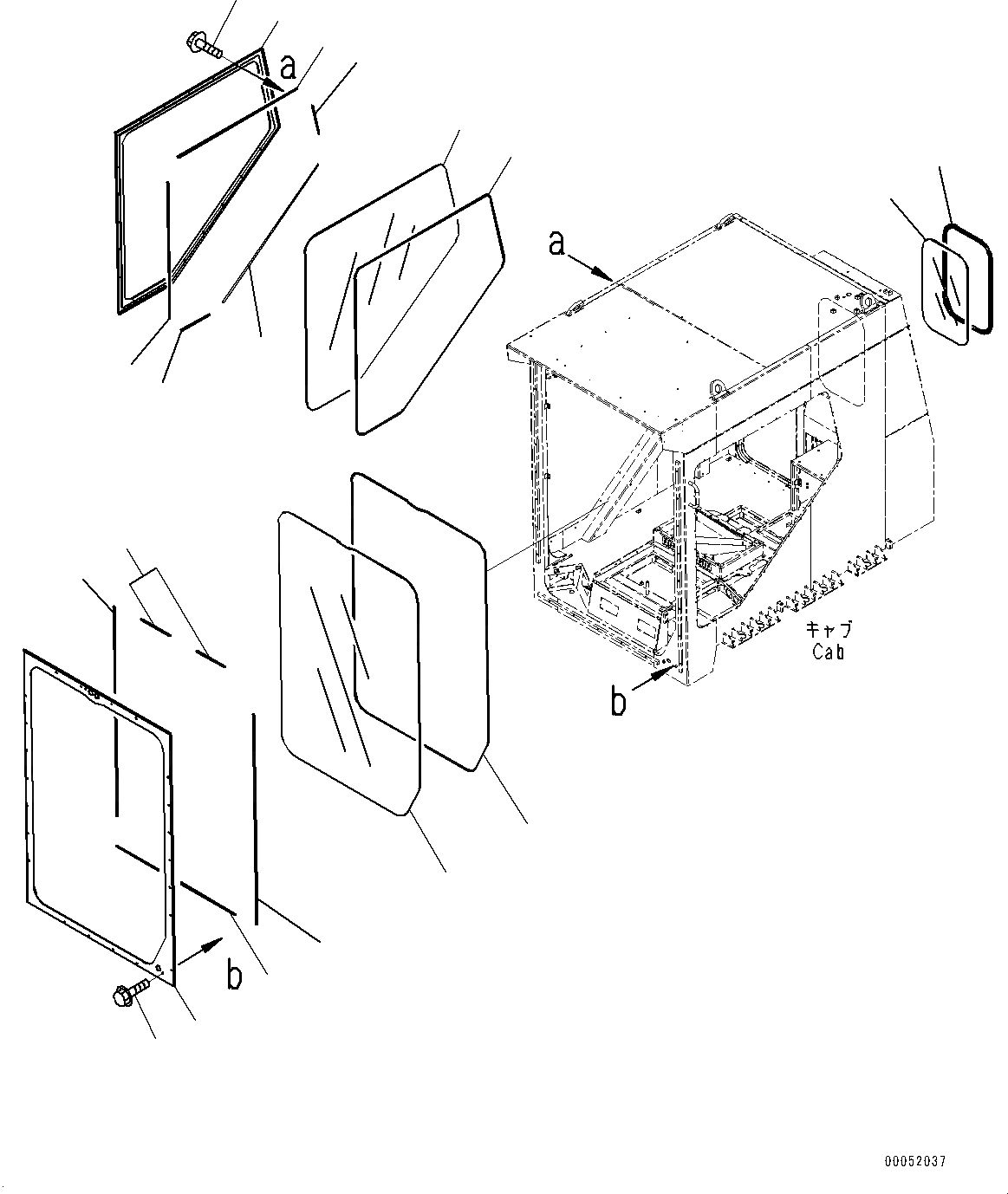 Схема запчастей Komatsu PC2000-8 - КАБИНА, СТЕКЛА ОКНА (№9-) КАБИНА, ДЛЯ СЕВ. АМЕРИКИ MERCURY REGULATION