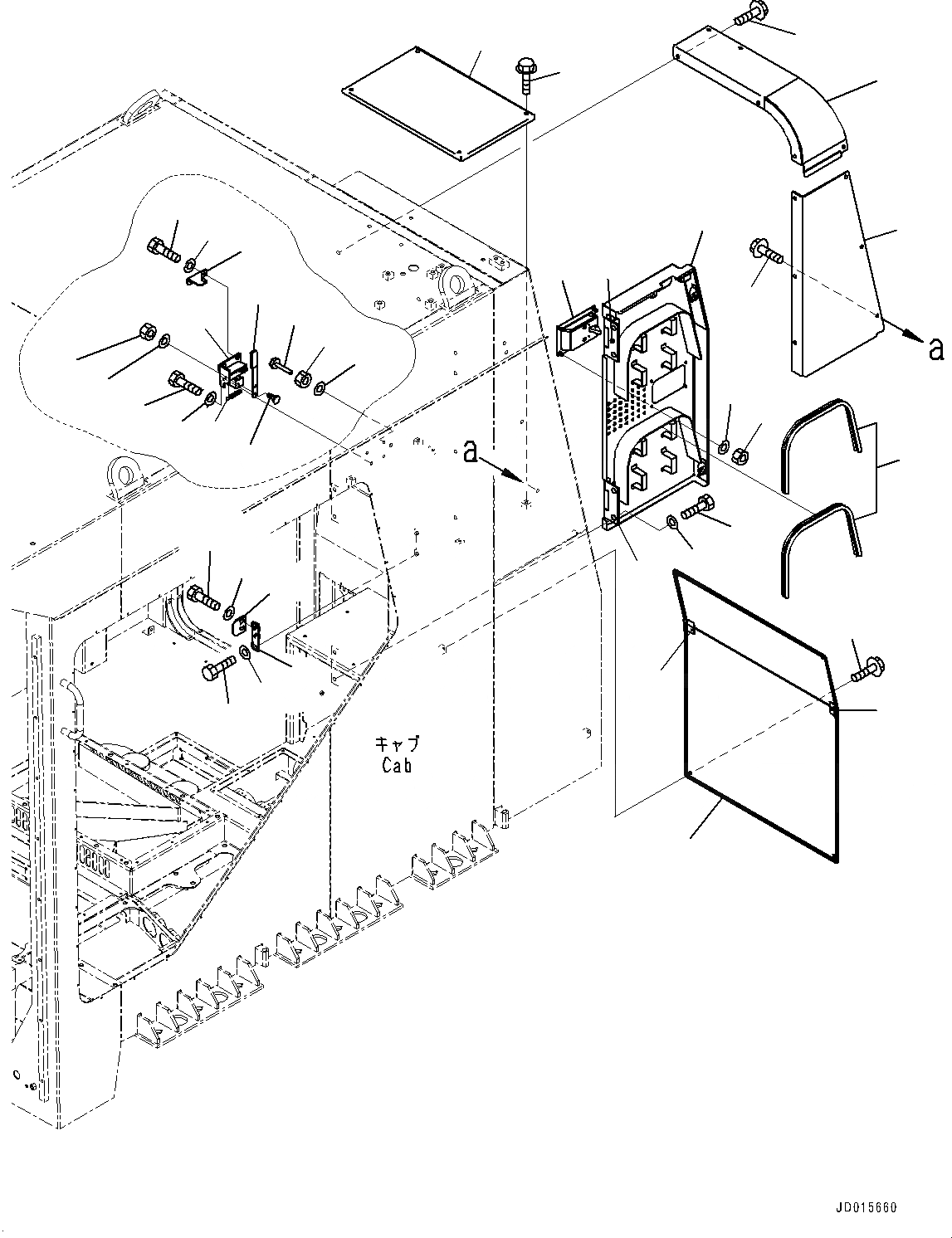 Схема запчастей Komatsu PC2000-8 - КАБИНА, OUTER КРЫШКАAND БЛОКИР. ASSEMBLY (№9-) КАБИНА, С ОГНЕТУШИТЕЛЬ, БЕЗ AM-FM STEREO РАДИО, CASSETTE