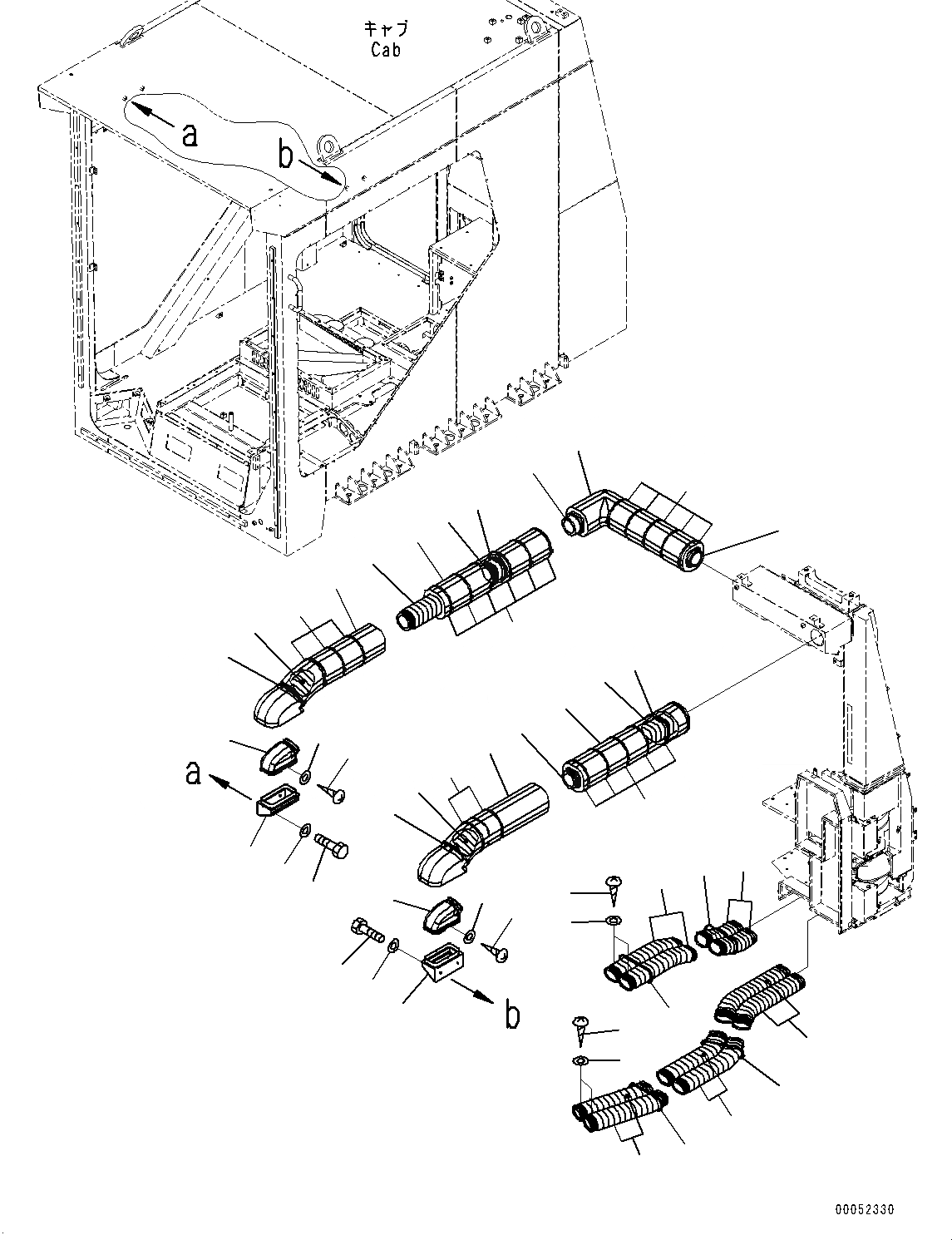 Схема запчастей Komatsu PC2000-8 - КАБИНА, КОНДИЦ. ВОЗДУХА ВОЗДУХОВОДЫ (№9-) КАБИНА, ПРЯМАЯ ЛОПАТА, НИЖН. РАЗГРУЗКА ТИП, С AMBER COLOR WARNING МИГАЛКА, КАБИНА ПЕРЕДН. ПОЛН. ЗАЩИТА, AM-FM РАДИО ДЛЯ АЗИИ