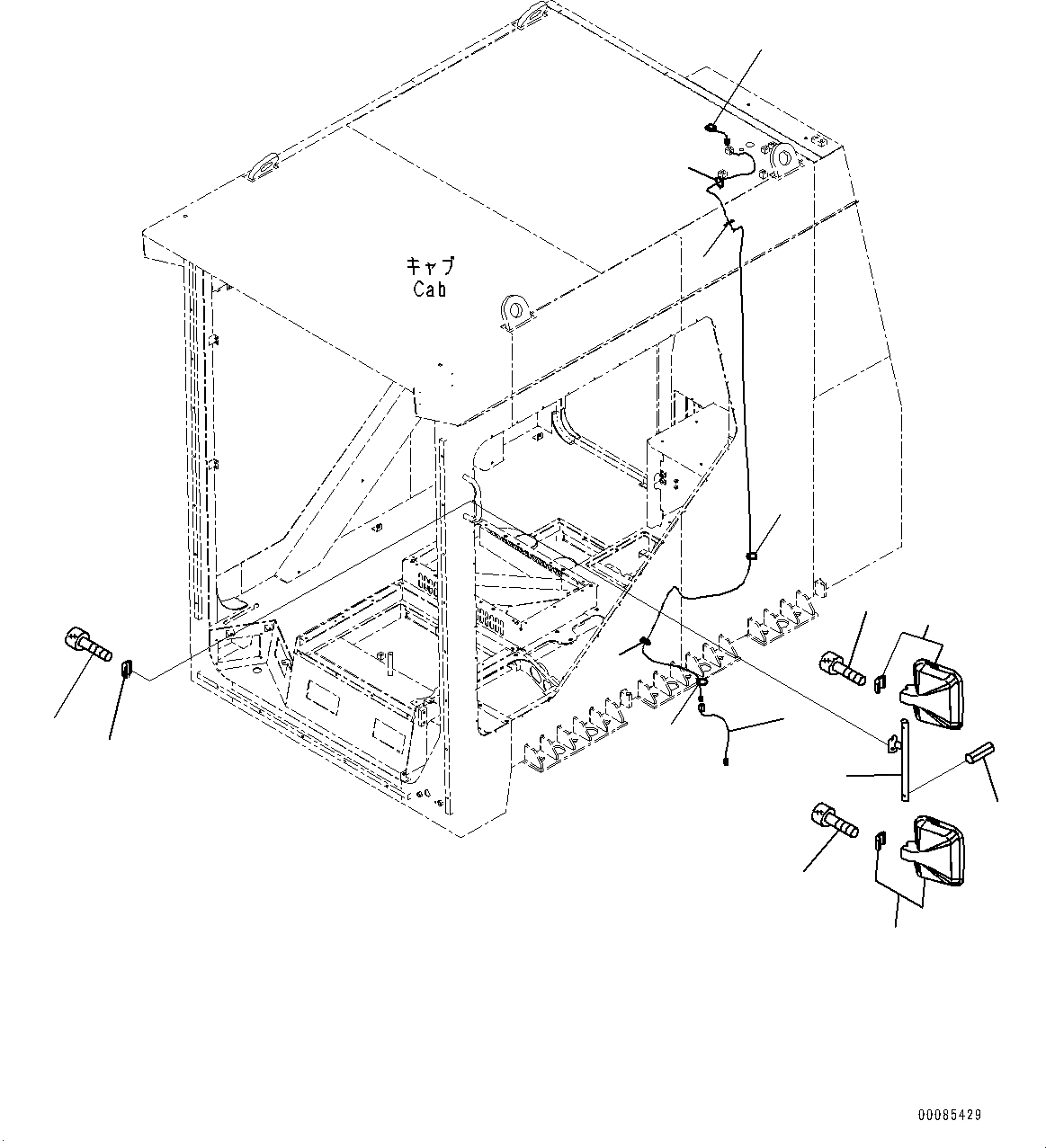 Схема запчастей Komatsu PC2000-8 - КАБИНА, ЗЕРКАЛАAND АНТЕННА (№9-) КАБИНА, ПРЯМАЯ ЛОПАТА, НИЖН. РАЗГРУЗКА ТИП, С AM-FM РАДИО ДЛЯ АЗИИ, ОГНЕТУШИТЕЛЬ