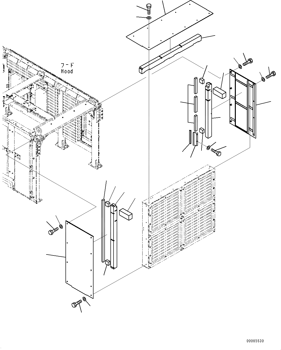 Схема запчастей Komatsu PC2000-8 - КАПОТ, COVER, ЛЕВ. (№9-) КАПОТ