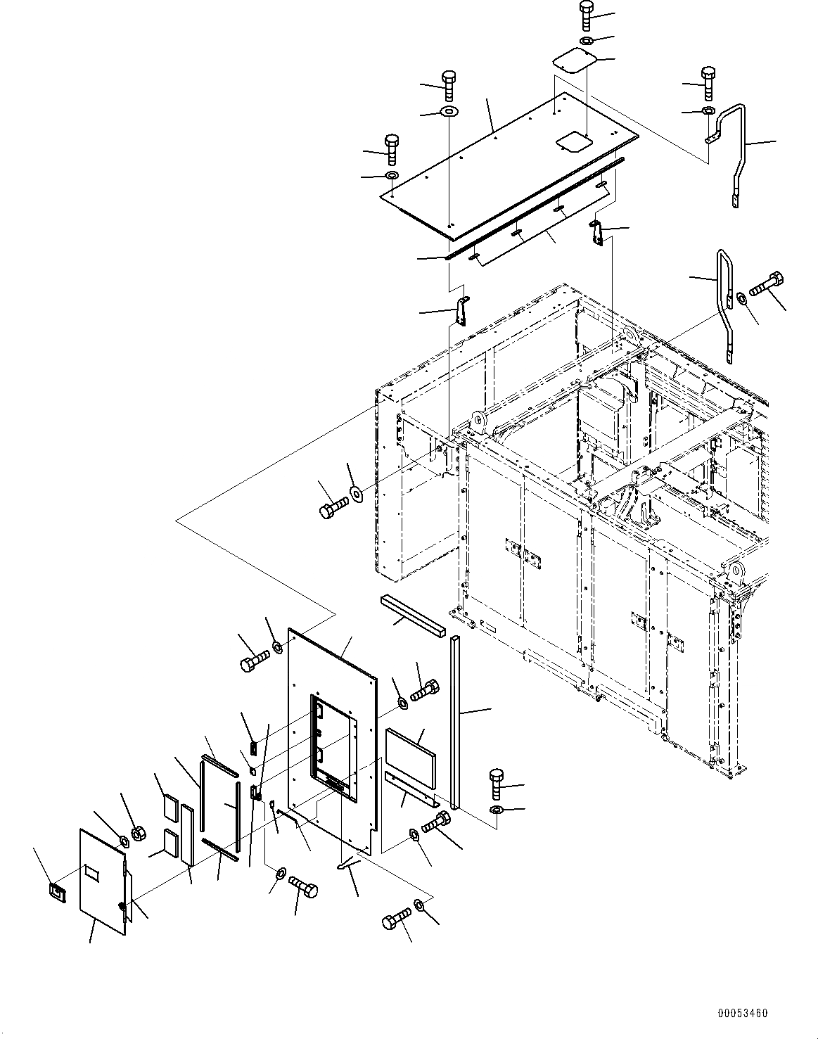 Схема запчастей Komatsu PC2000-8 - КАПОТ, COVER, ВЕРХН. (№9-) КАПОТ