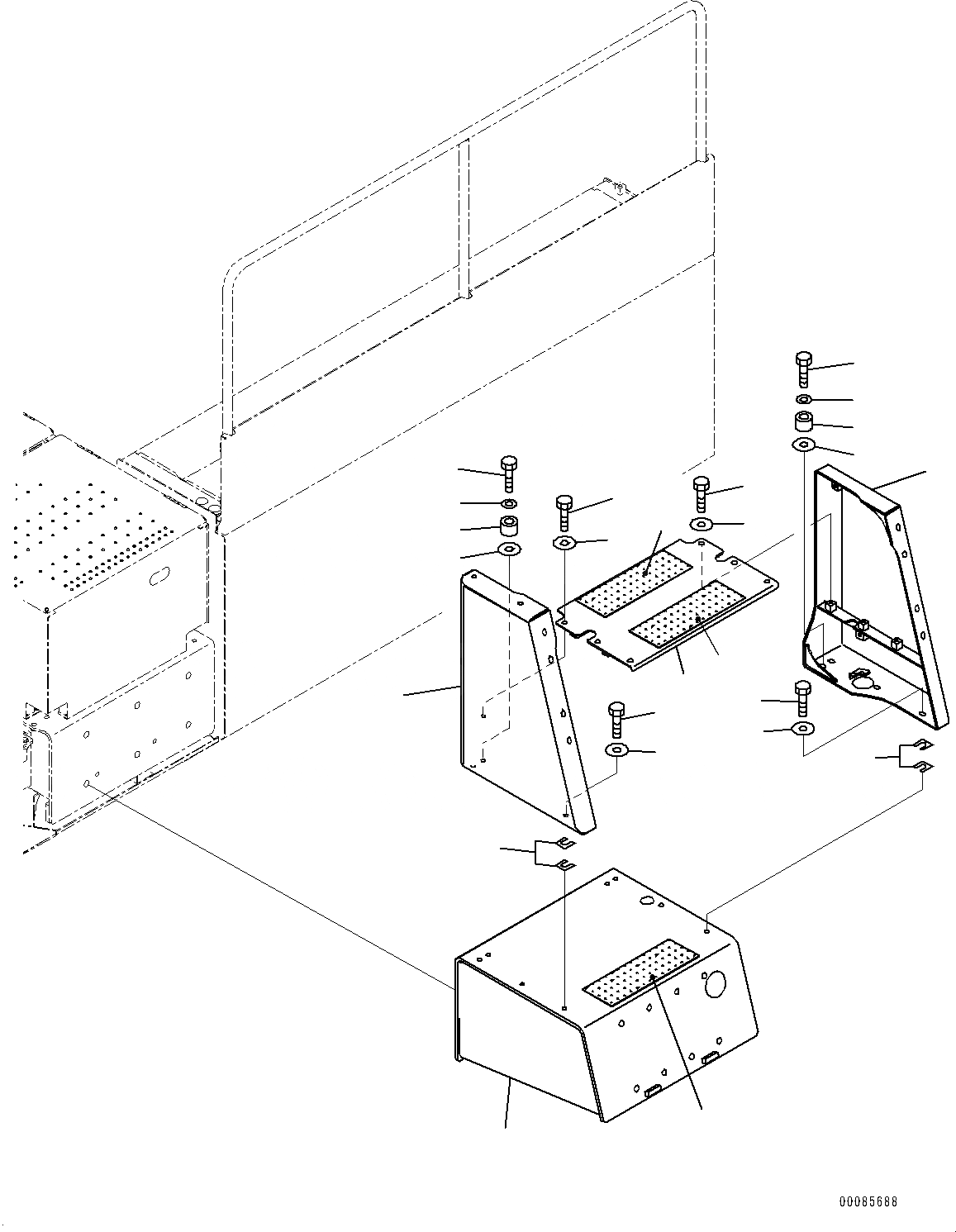 Схема запчастей Komatsu PC2000-8 - ЛЕВ. COVER, СТУПЕНИ (№9-) ЛЕВ. COVER, POWER ASSIST ЛЕСТНИЦА, ЛЕВ.