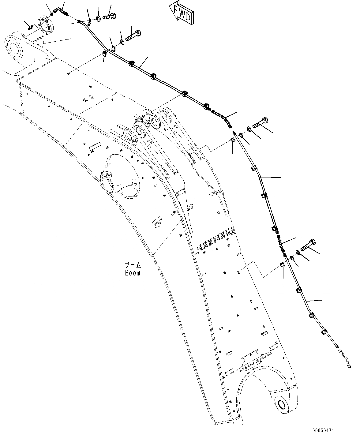 Схема запчастей Komatsu PC2000-8 - СТРЕЛА, СМАЗКА (/) (№9-) СТРЕЛА, 87MM, LINCOLN