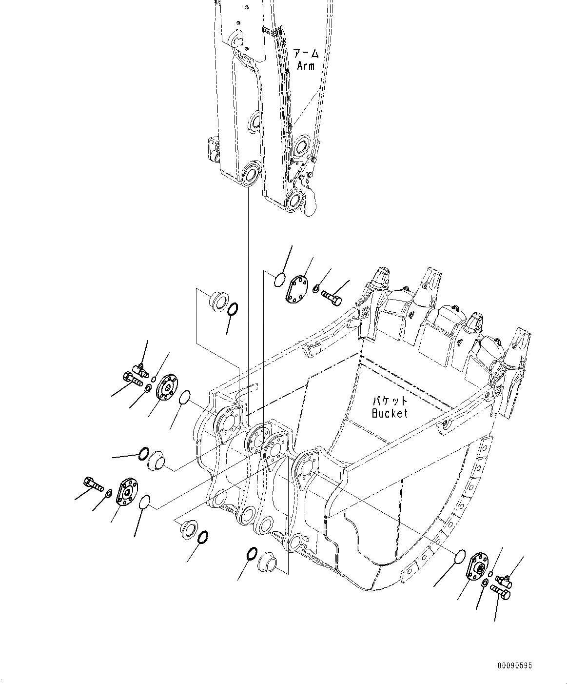 Схема запчастей Komatsu PC2000-8 - КОВШ, КРЫШКА(№9-) КОВШ, M, ГОРИЗОНТАЛЬН. ПАЛЕЦ