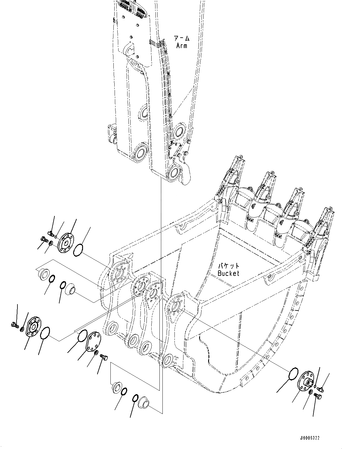 Схема запчастей Komatsu PC2000-8 - КОВШ, КРЫШКА(№9-) КОВШ, 9M, ГОРИЗОНТАЛЬН. ПАЛЕЦ, KMAX TOOTH