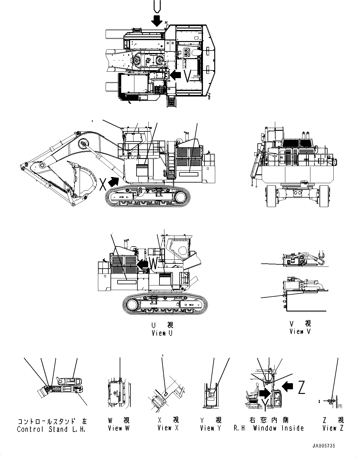 Схема запчастей Komatsu PC2000-8 - МАРКИРОВКА, OPERATING И ПРЕДУПРЕЖДАЮЩ. МАРКИРОВКА (№7-) МАРКИРОВКА, АНГЛ., С AMBER COLOR WARNING МИГАЛКА