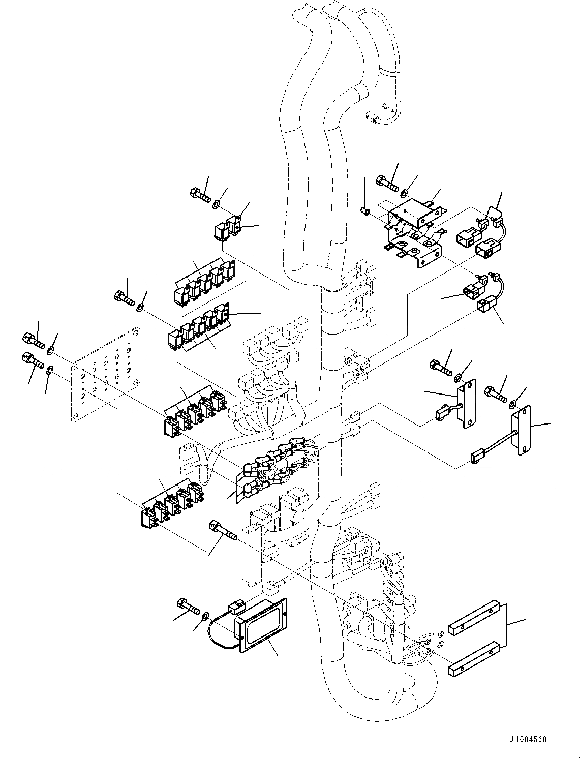 Схема запчастей Komatsu PC2000-8 - ЭЛЕКТРИКА, КАБИНА ОСНОВ., АВТОМ. ВЫКЛЮЧАТЕЛЬ И ПЕРЕКЛЮЧАТЕЛЬ (№8-) ЭЛЕКТРИКА, ДЛЯ ПОГРУЗ., ВЫС. INTENSITY DISПОДАЧА(HID) ОСВЕЩЕНИЕ