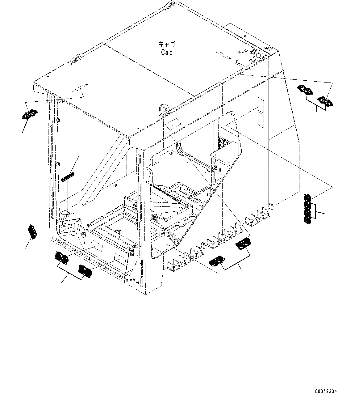 Схема запчастей Komatsu PC2000-8 - КАБИНА, РЕШЕТКА (№9-) КАБИНА, С ЗАДН.VIEW CAMERA, AM-FM РАДИО ДЛЯ АЗИИ, SERVICE ЦЕНТР.