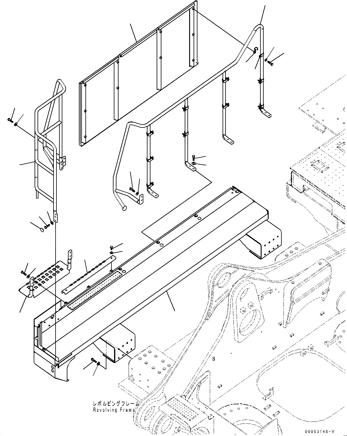 Схема запчастей Komatsu PC2000-8 - ПРАВ. COVER, ТОПЛИВН. БАК.  (№9-) ПРАВ. COVER