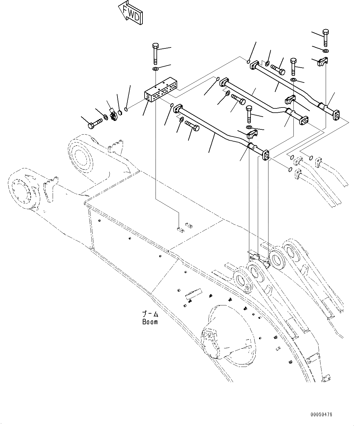 Схема запчастей Komatsu PC2000-8 - СТРЕЛА, ЦИЛИНДР КОВША ТРУБЫ (/) (№9-) СТРЕЛА, 87MM, LINCOLN