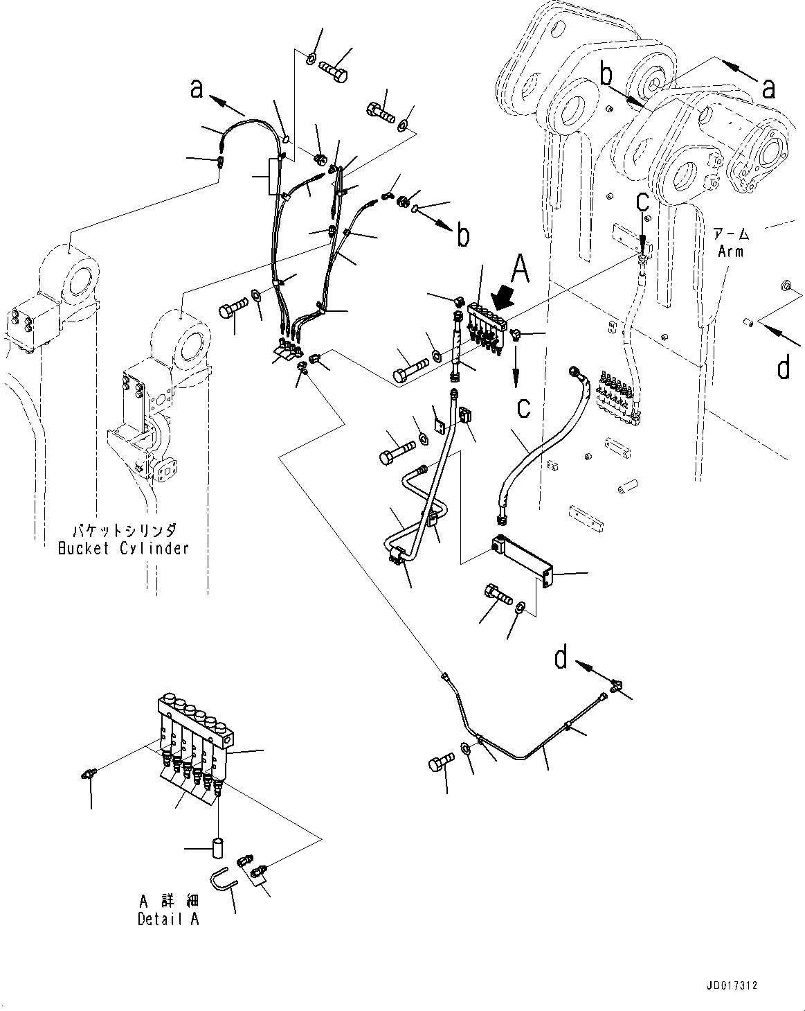 Схема запчастей Komatsu PC2000-8 - РУКОЯТЬ, СМАЗЫВАЮЩ. ЛИНИЯ (/) (№9-) РУКОЯТЬ