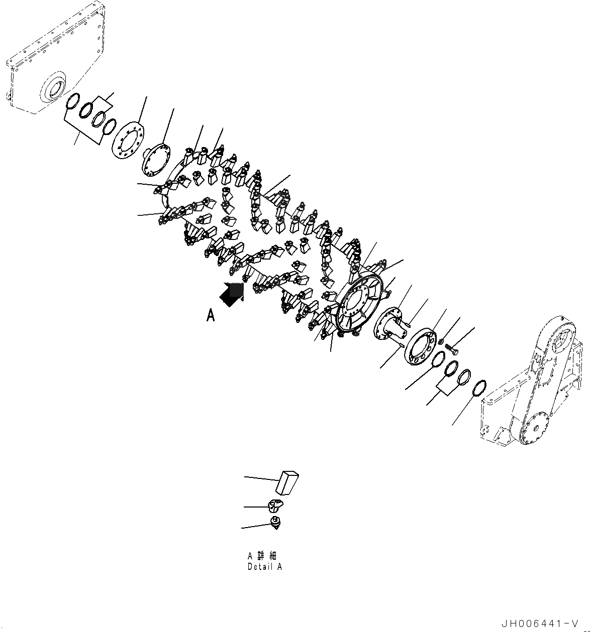 Схема запчастей Komatsu D85MS-15 - ROTOR, DEMINING ROTOR (№-) ROTOR, С КРЫШКАTURE BASKET И МНОГОСТОЕЧН. РЫХЛИТ.