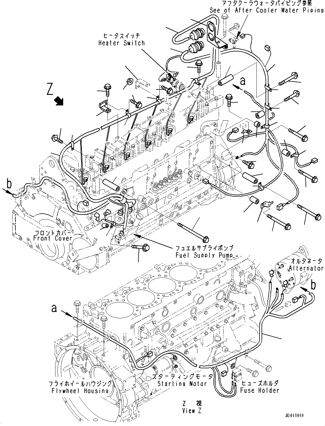 Схема запчастей Komatsu SA6D125E-3D - ПРОВОДКА, (/) (№-) ПРОВОДКА