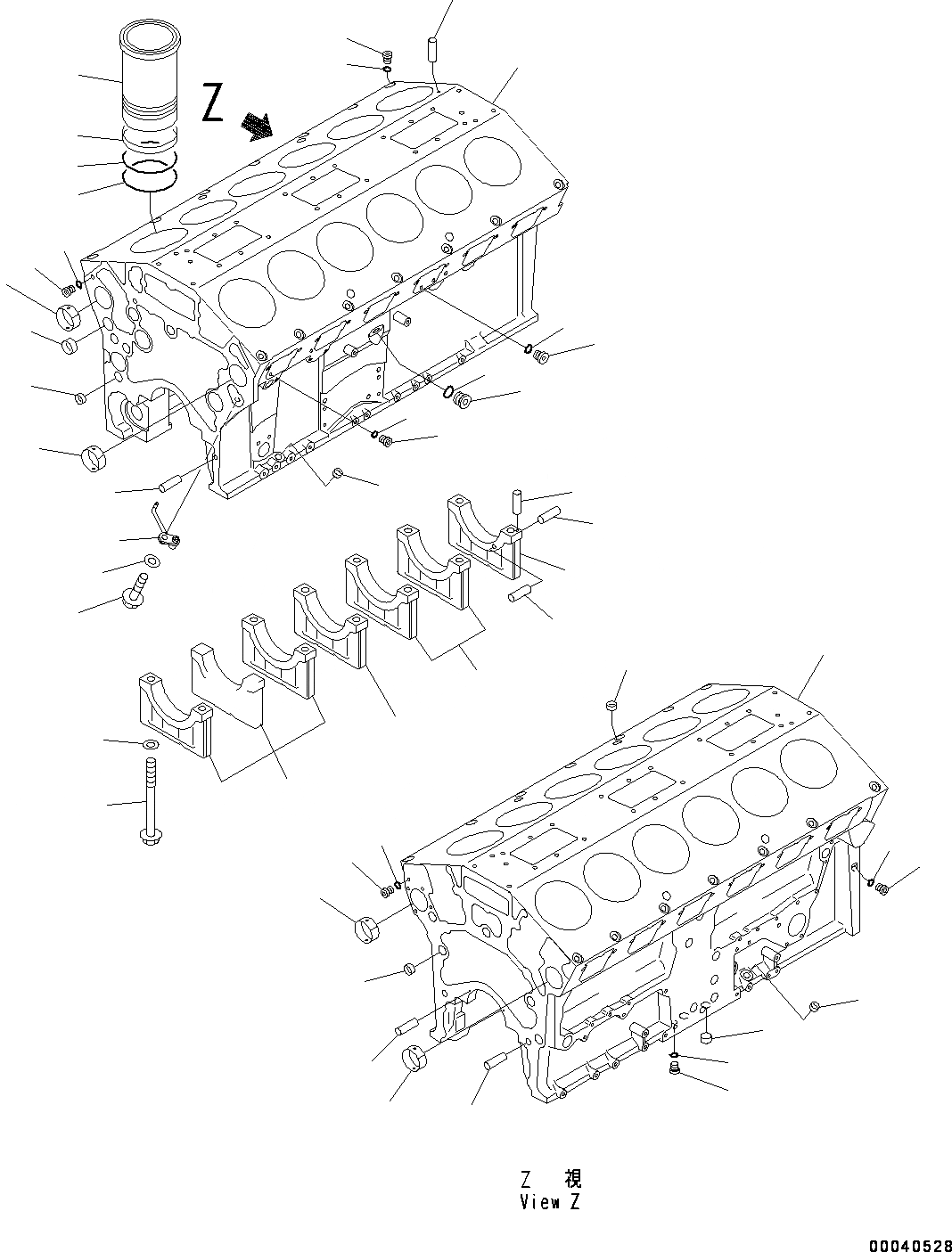 Схема запчастей Komatsu SAA12V140E-3C - БЛОК ЦИЛИНДРОВ (№-) БЛОК ЦИЛИНДРОВ