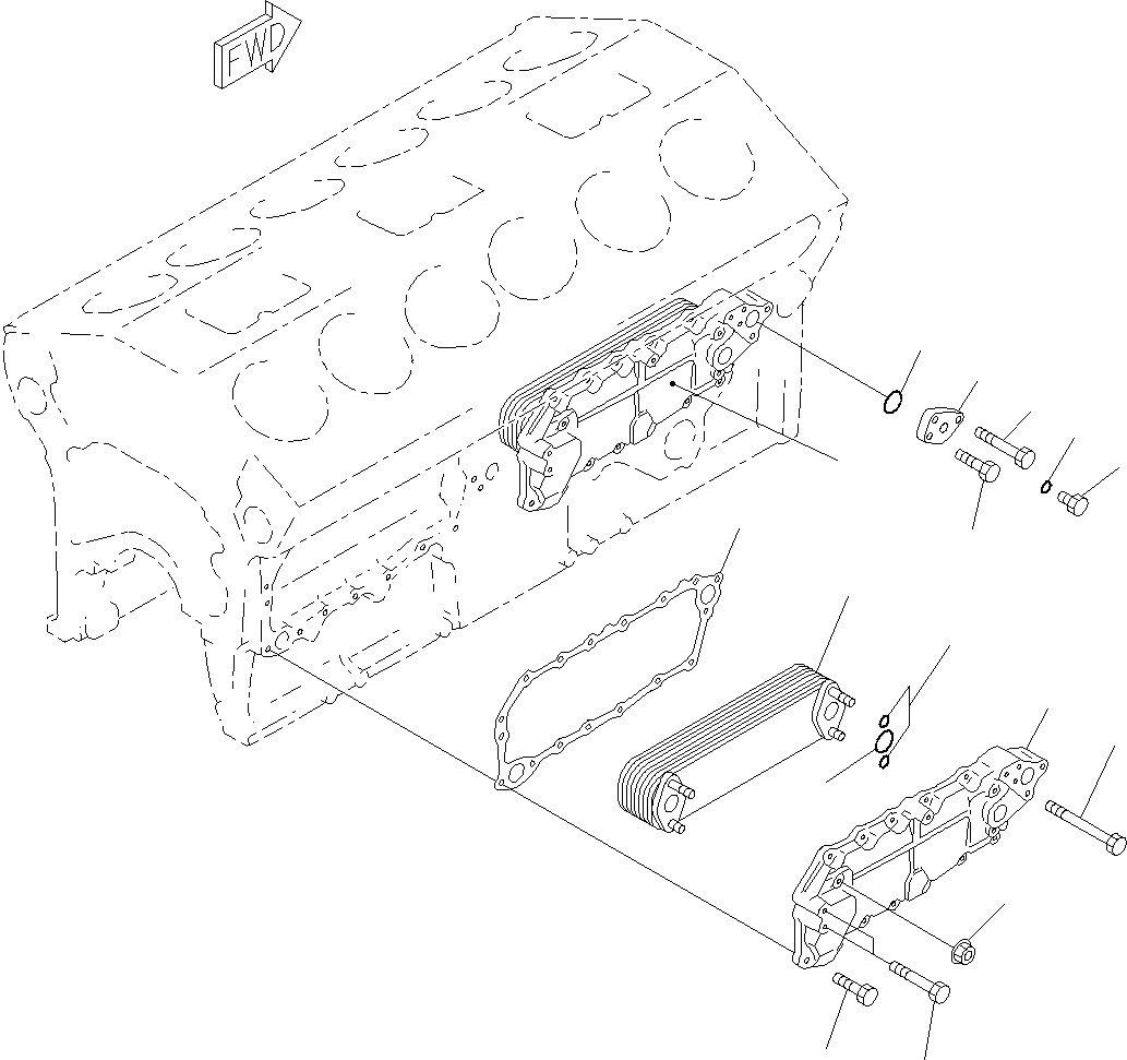 Схема запчастей Komatsu SAA12V140E-3C - ДВИГАТЕЛЬ МАСЛООХЛАДИТЕЛЬ (№-) ДВИГАТЕЛЬ МАСЛООХЛАДИТЕЛЬ