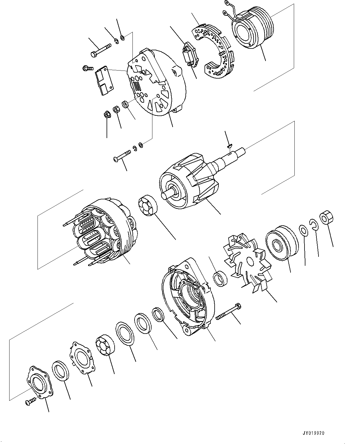 Схема запчастей Komatsu SAA12V140E-3C - ГЕНЕРАТОР, ВНУТР. ЧАСТИ (№-8) ГЕНЕРАТОР, ДЛЯ 9AMP, HARD ВОДН. AREA ARRANGEMENT