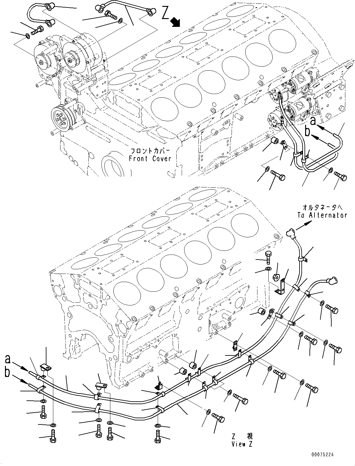 Схема запчастей Komatsu SAA12V140E-3C - ГЕНЕРАТОР, ПРОВОДКА (№-) ГЕНЕРАТОР, 9AMP