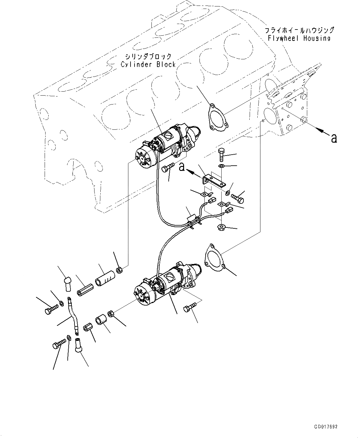 Схема запчастей Komatsu SAA12V140E-3C - СТАРТЕР (№-) СТАРТЕР, KW