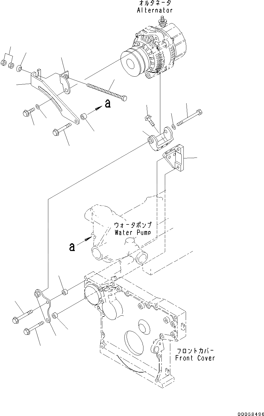 Схема запчастей Komatsu SAA4D95LE-5A - КРЕПЛЕНИЕ ГЕНЕРАТОРА, A (№-) КРЕПЛЕНИЕ ГЕНЕРАТОРА