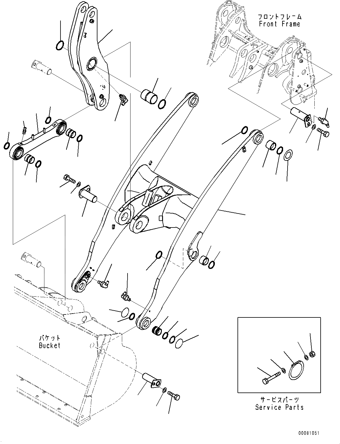 Схема запчастей Komatsu WA320PZ-6 - РУКОЯТЬ И BELL CRANK, СТРЕЛА (№7-797) РУКОЯТЬ И BELL CRANK, АВТОМАТИЧ. СМАЗКА СИСТЕМА